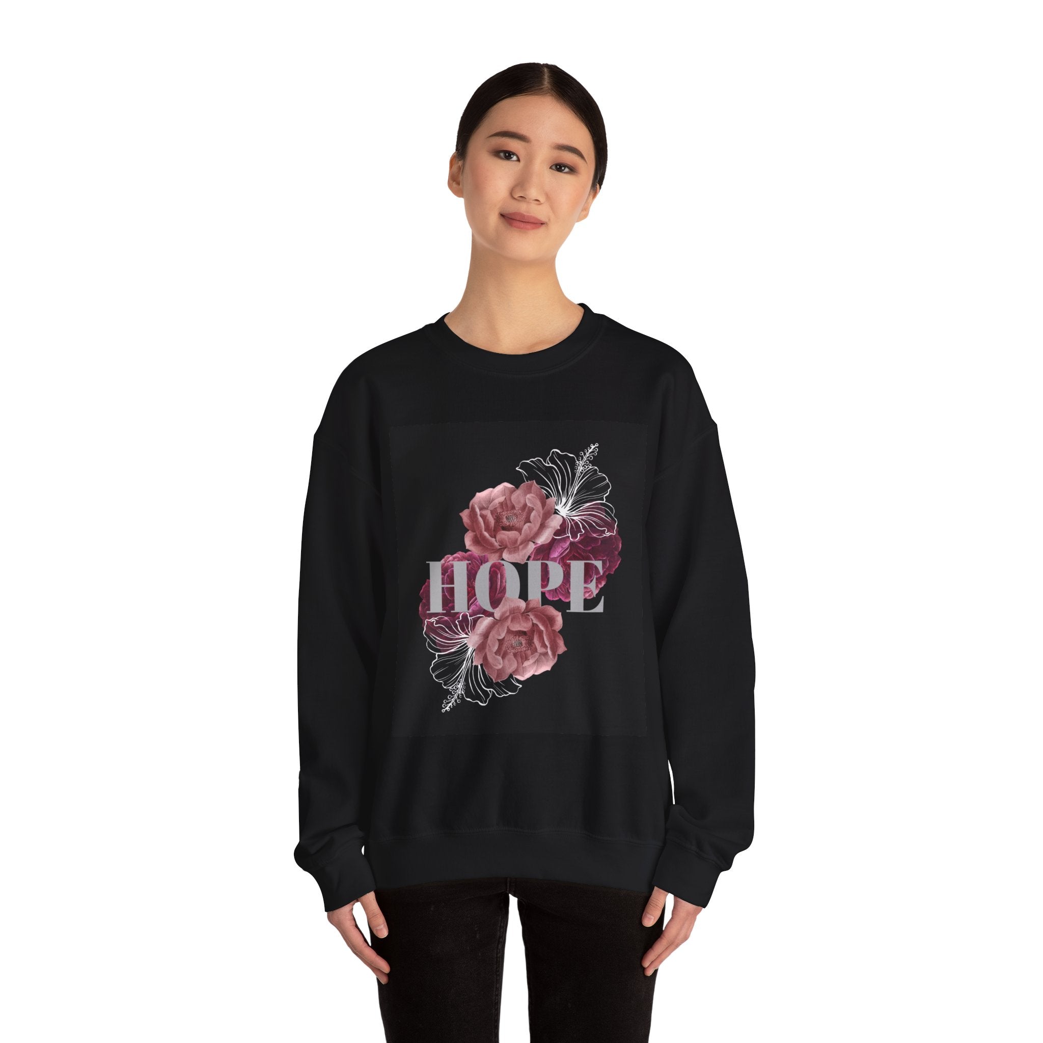 Hope Floral Crewneck Sweatshirt — 'HOPE' Vintage Rose Graphic