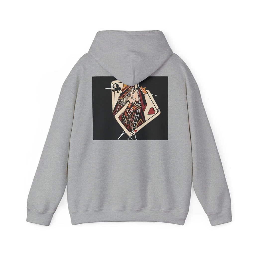 Queen of Hearts Playing Card Hoodie — Vintage Tattoo Style Card Art
