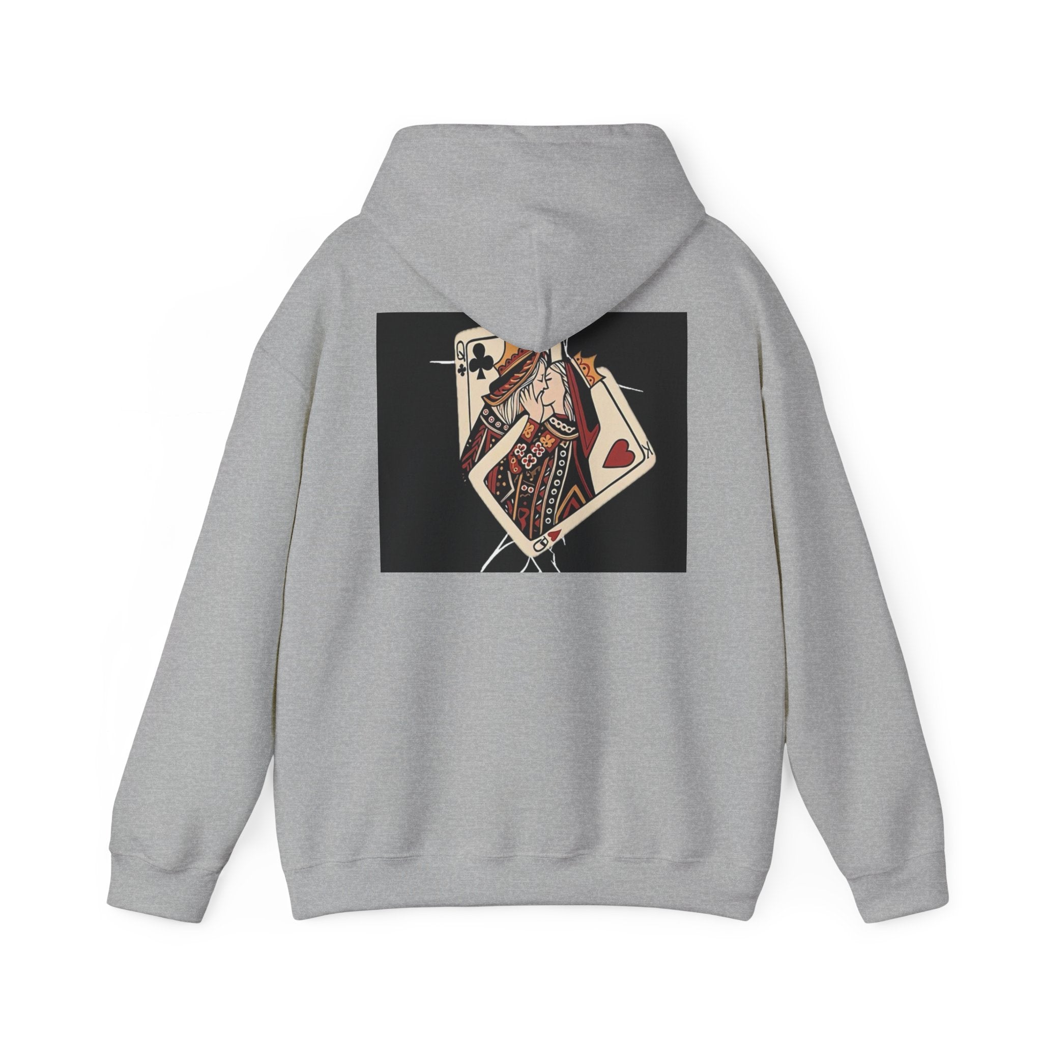Queen of Hearts Playing Card Hoodie — Vintage Tattoo Style Card Art