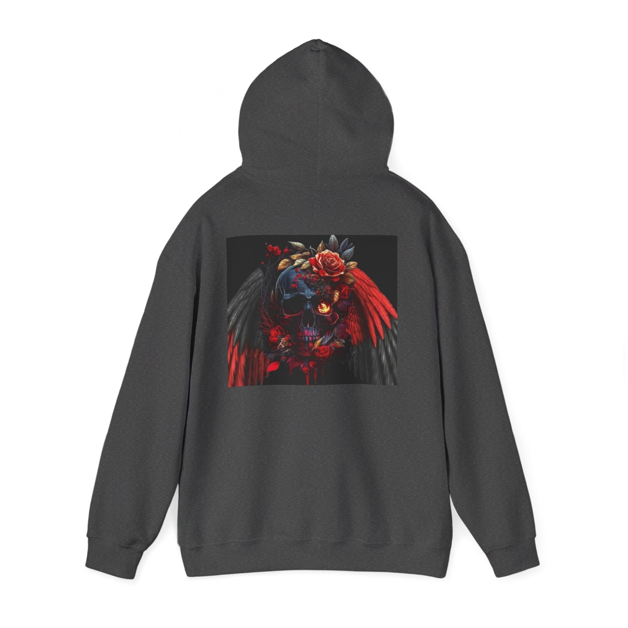 Skull Rose Wings Hoodie — Gothic Floral Skull Pullover
