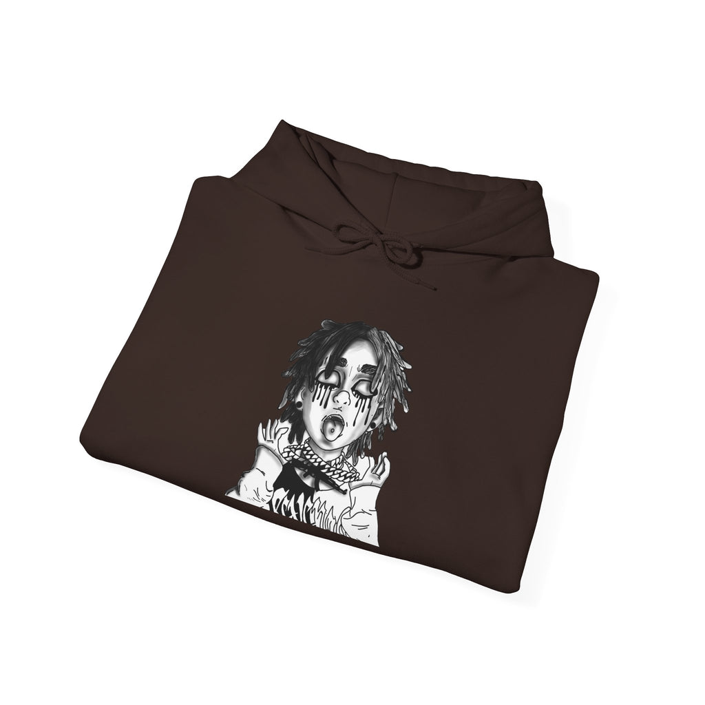 Horror Manga Hoodie — Black & White Creepy Portrait Pullover