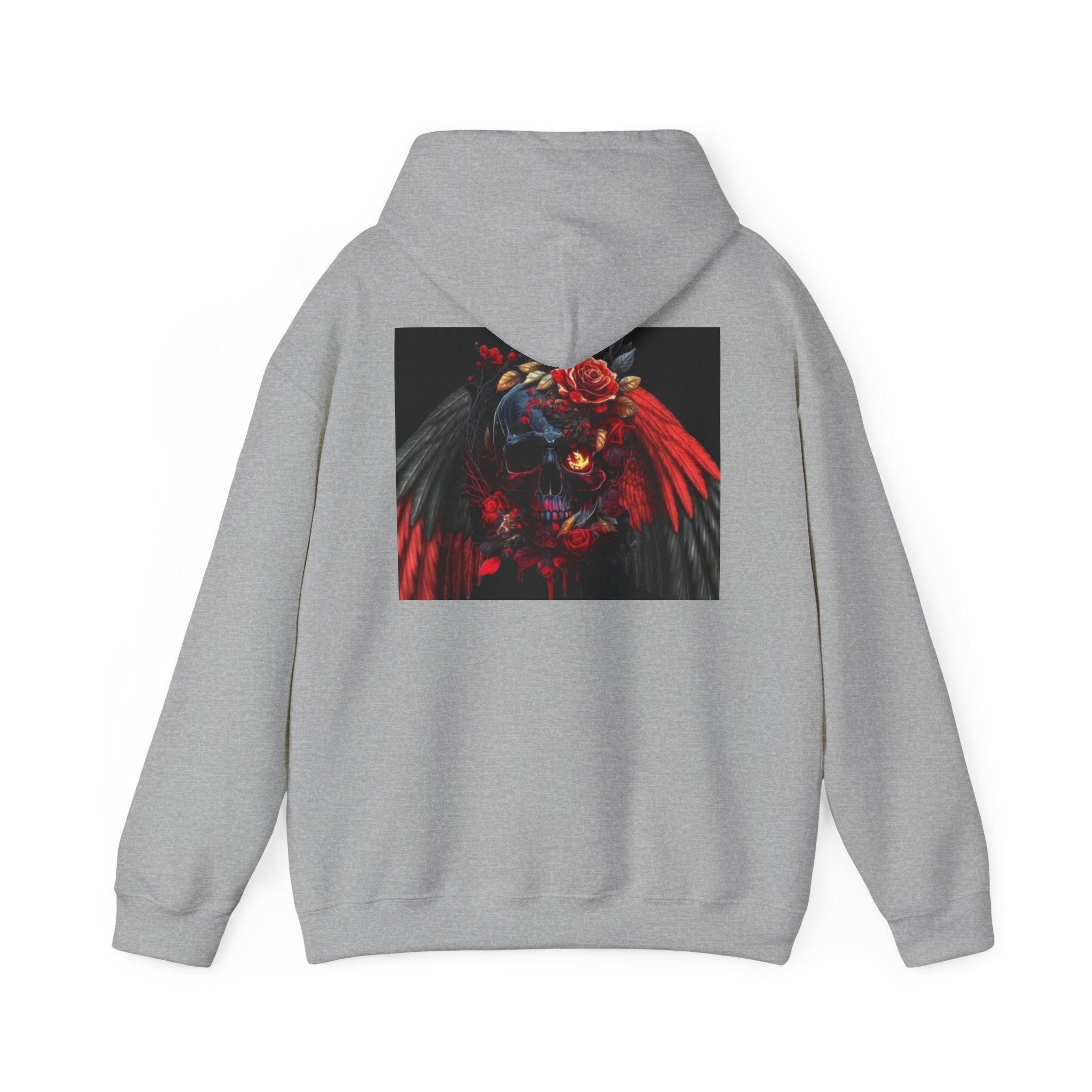 Skull Rose Wings Hoodie — Gothic Floral Skull Pullover