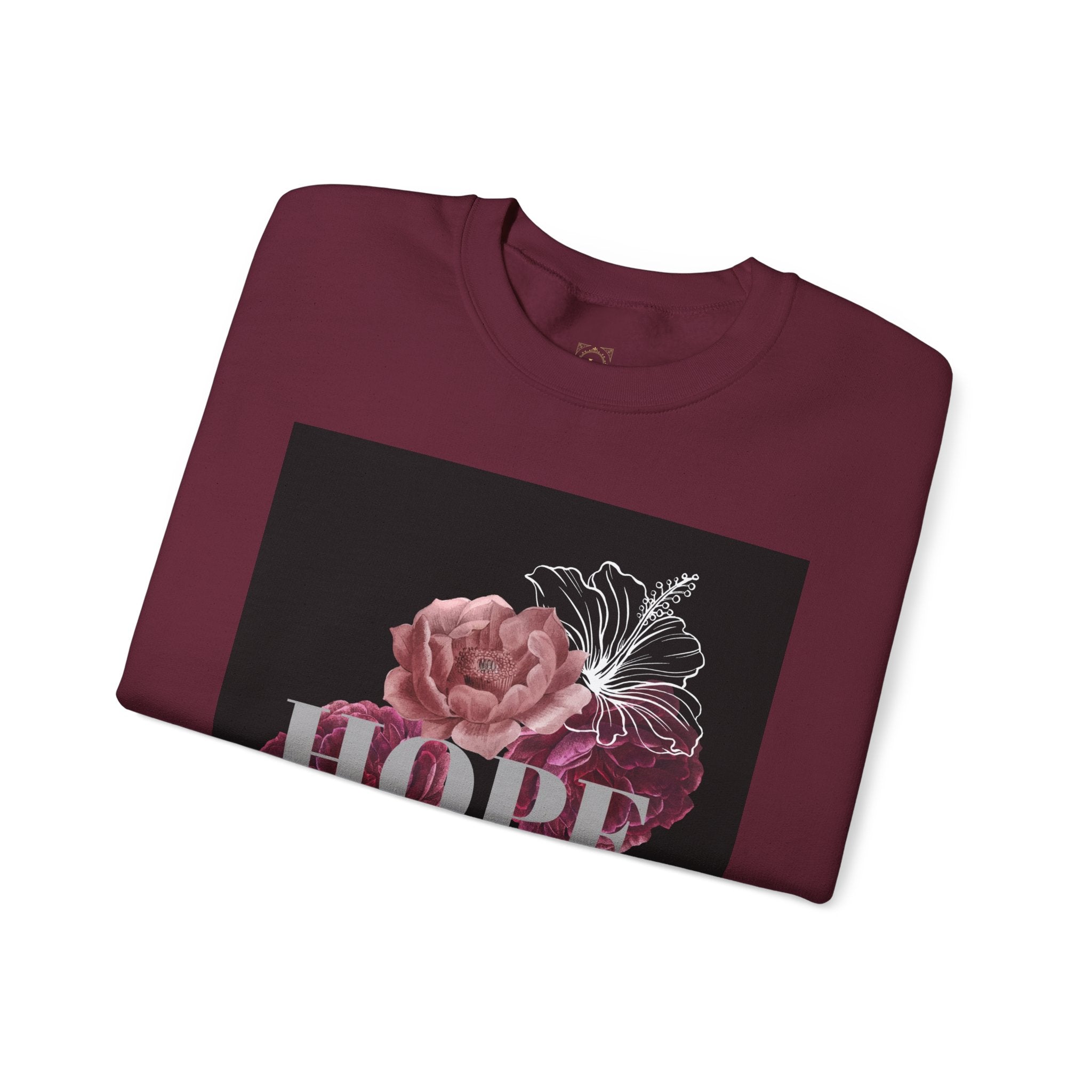 Hope Floral Crewneck Sweatshirt — 'HOPE' Vintage Rose Graphic