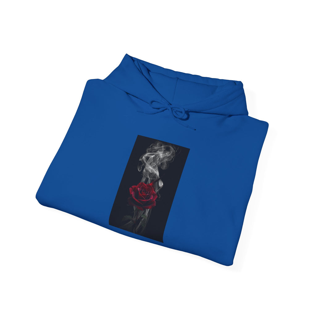 Smoky Red Rose Hoodie — Gothic Floral Hooded Sweatshirt