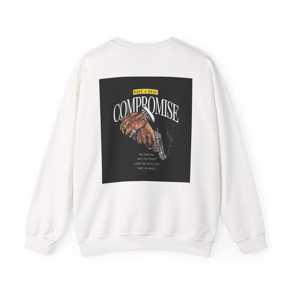 Compromise Graphic Sweatshirt — Vintage Handshake & Revolver Design