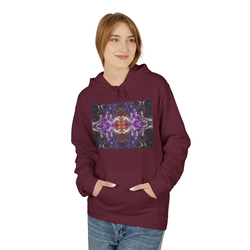 Kaleidoscope Neon Abstract Hoodie — Psychedelic Symmetry Graphic Sweatshirt