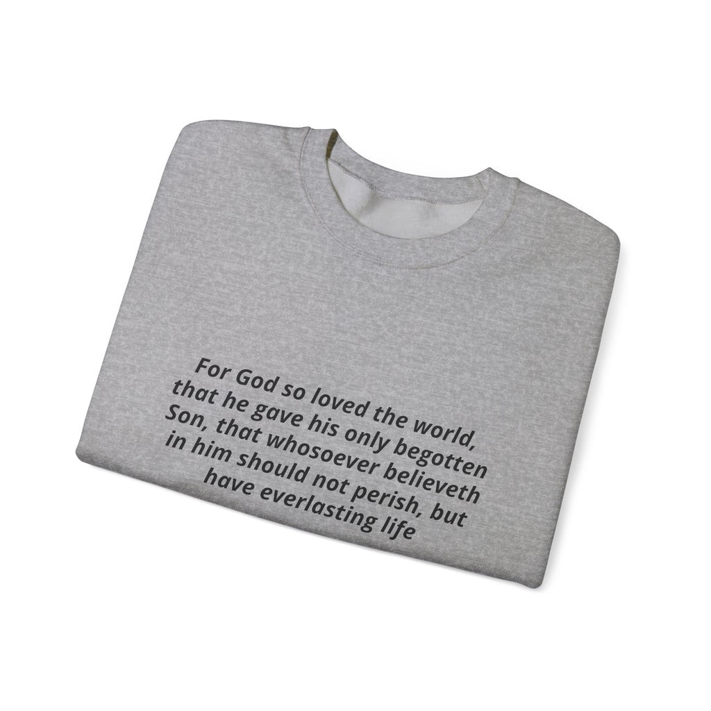 Christian Crewneck Sweatshirt – John 3:16 Scripture Design "Prophecy Child"