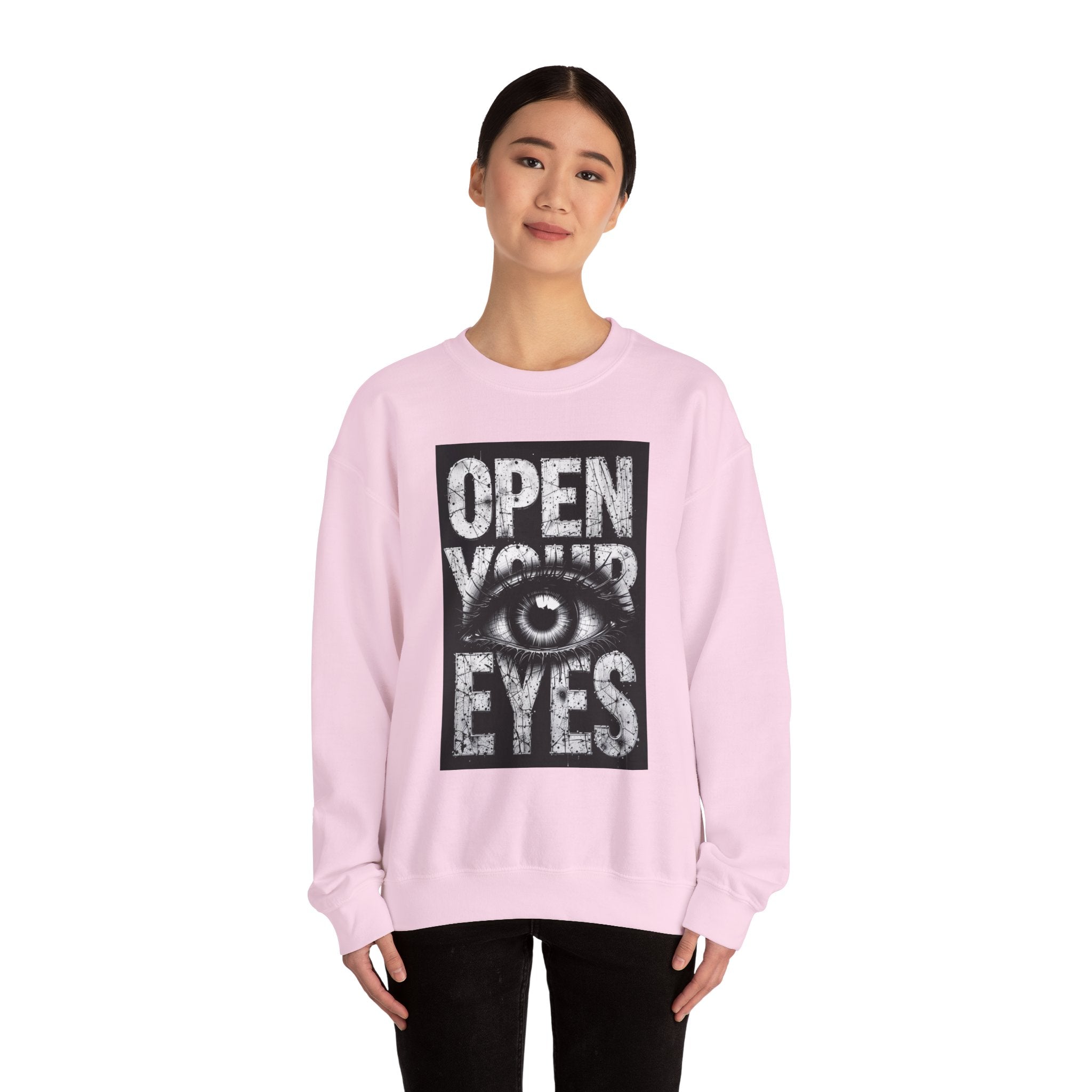 Open Your Eyes Crewneck Sweatshirt — Graphic Eye Design