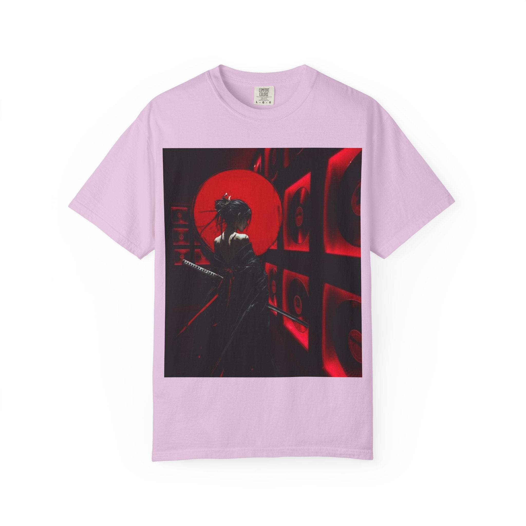 Red Moon Samurai T-Shirt — Dramatic Anime Art Tee with 'LEGACIESS' Back Logo