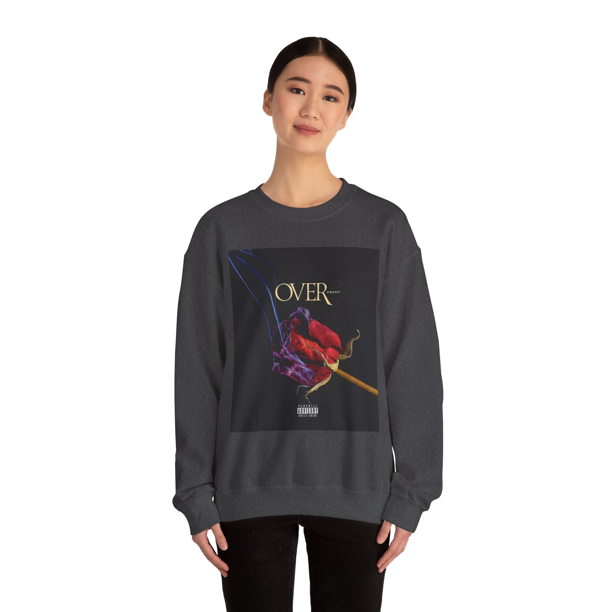 Crewneck Sweatshirt - "OVER" Rose Graphic with Legaciess Gold Logo