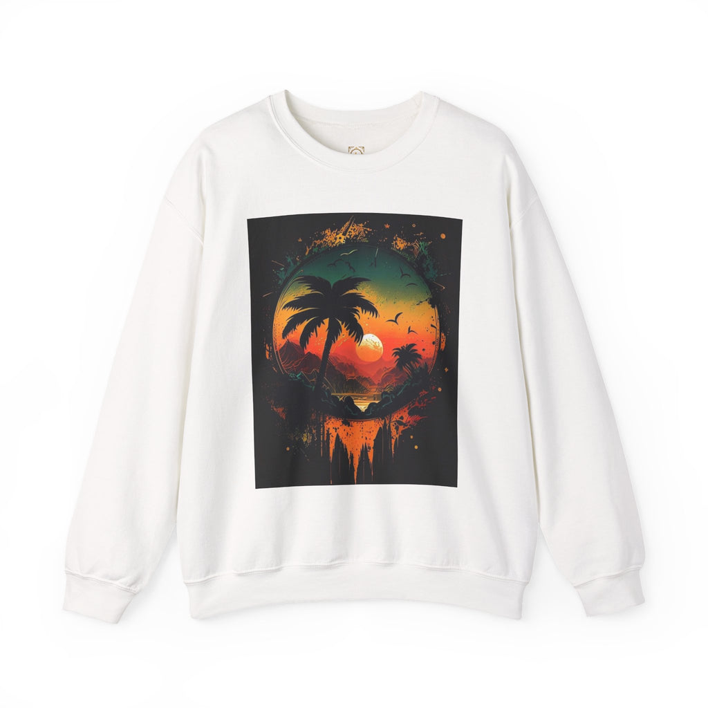 Sunset Island Sweatshirt — Tropical Palm Sunset Crewneck