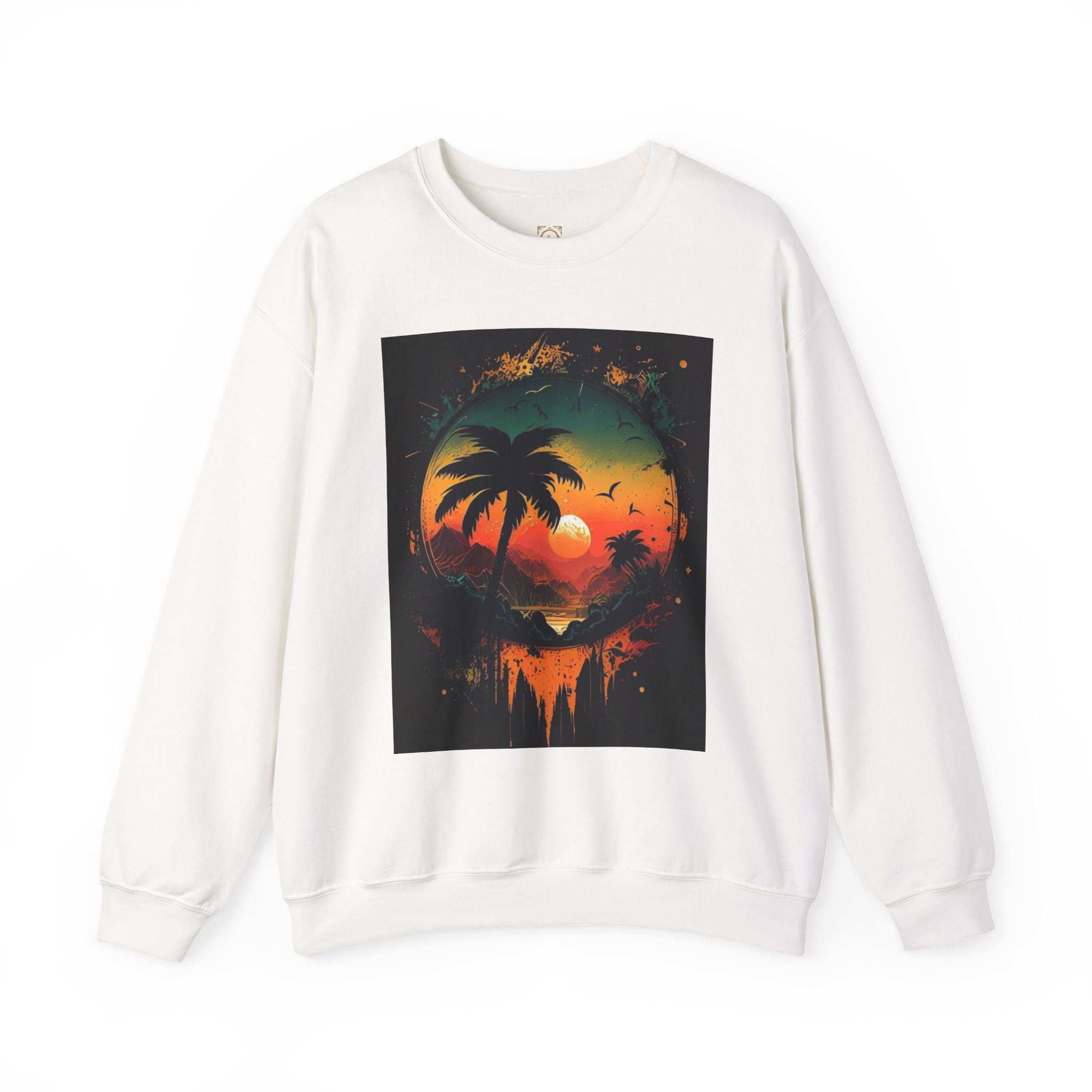 Sunset Island Sweatshirt — Tropical Palm Sunset Crewneck