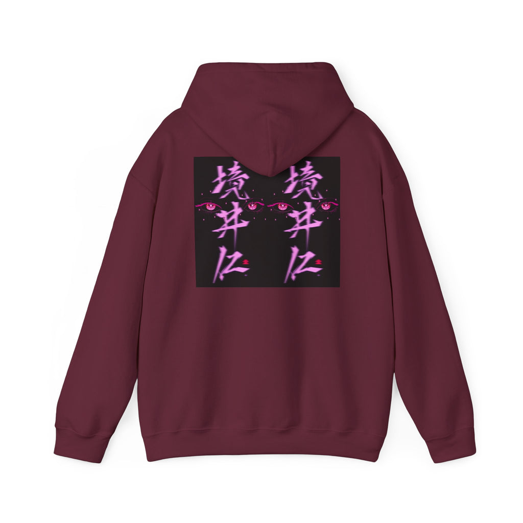 Vaporwave Kanji Hoodie — Neon Pink Japanese Script Streetwear