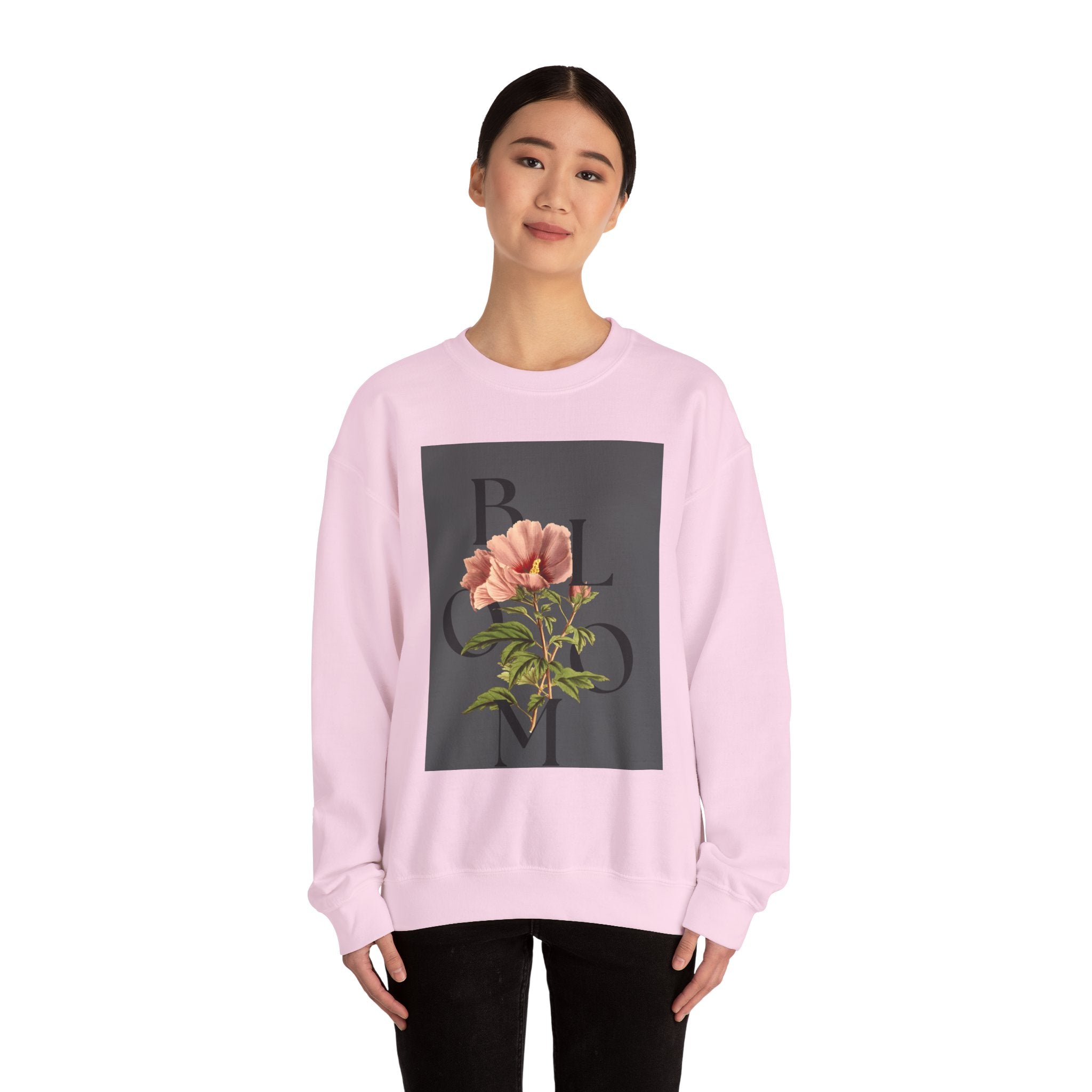 Floral Bloom Sweatshirt — Vintage Pink Flower Graphic Crewneck