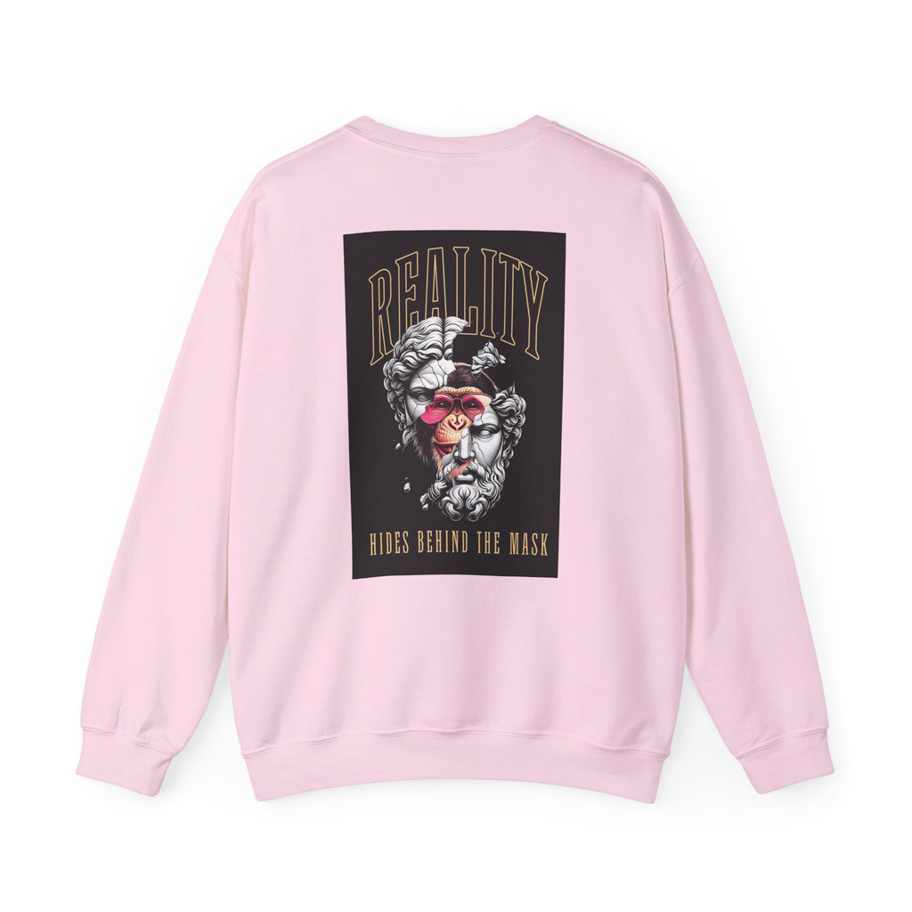 Crewneck Sweatshirt — "Reality Hides Behind The Mask" Graphic Pullover