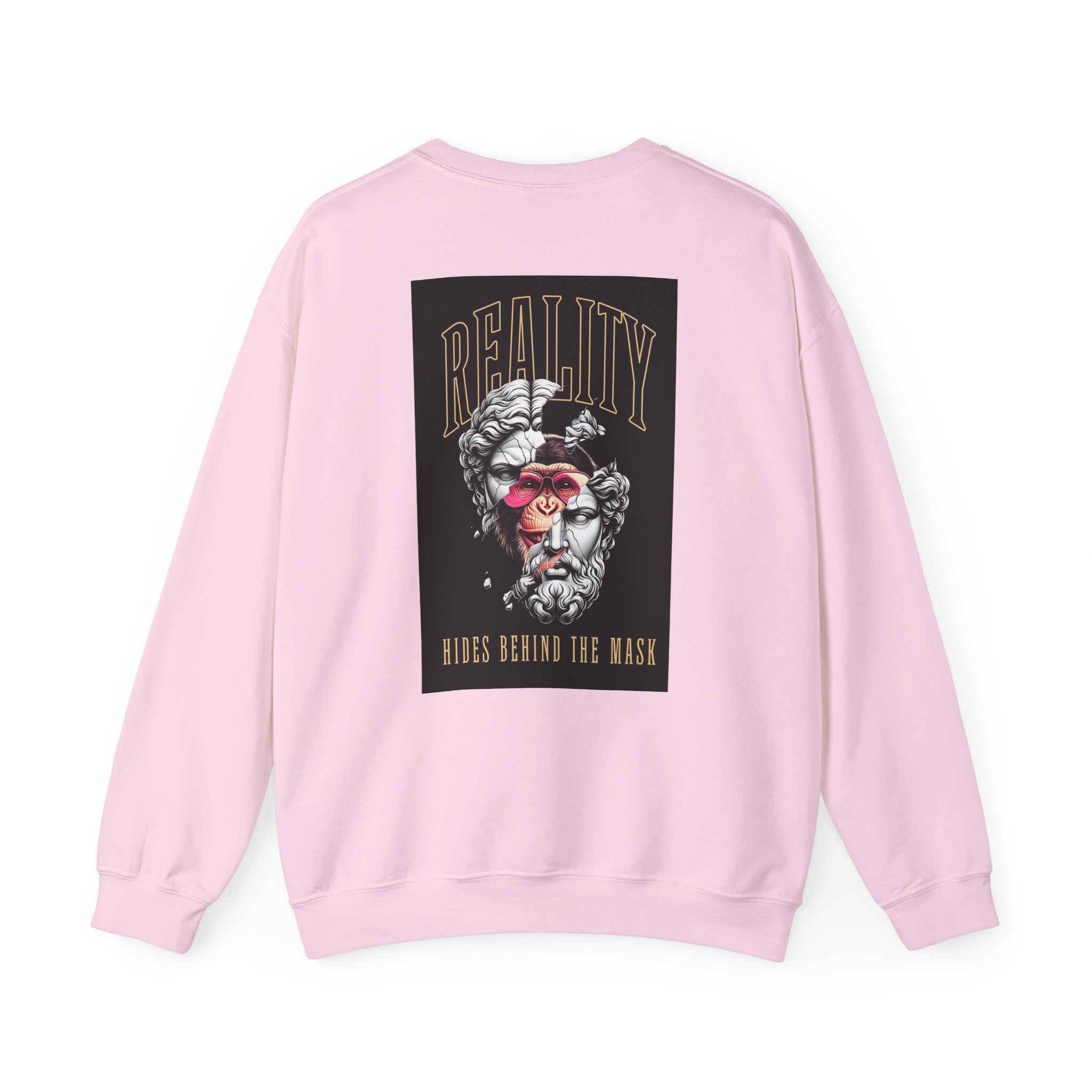 Crewneck Sweatshirt — "Reality Hides Behind The Mask" Graphic Pullover