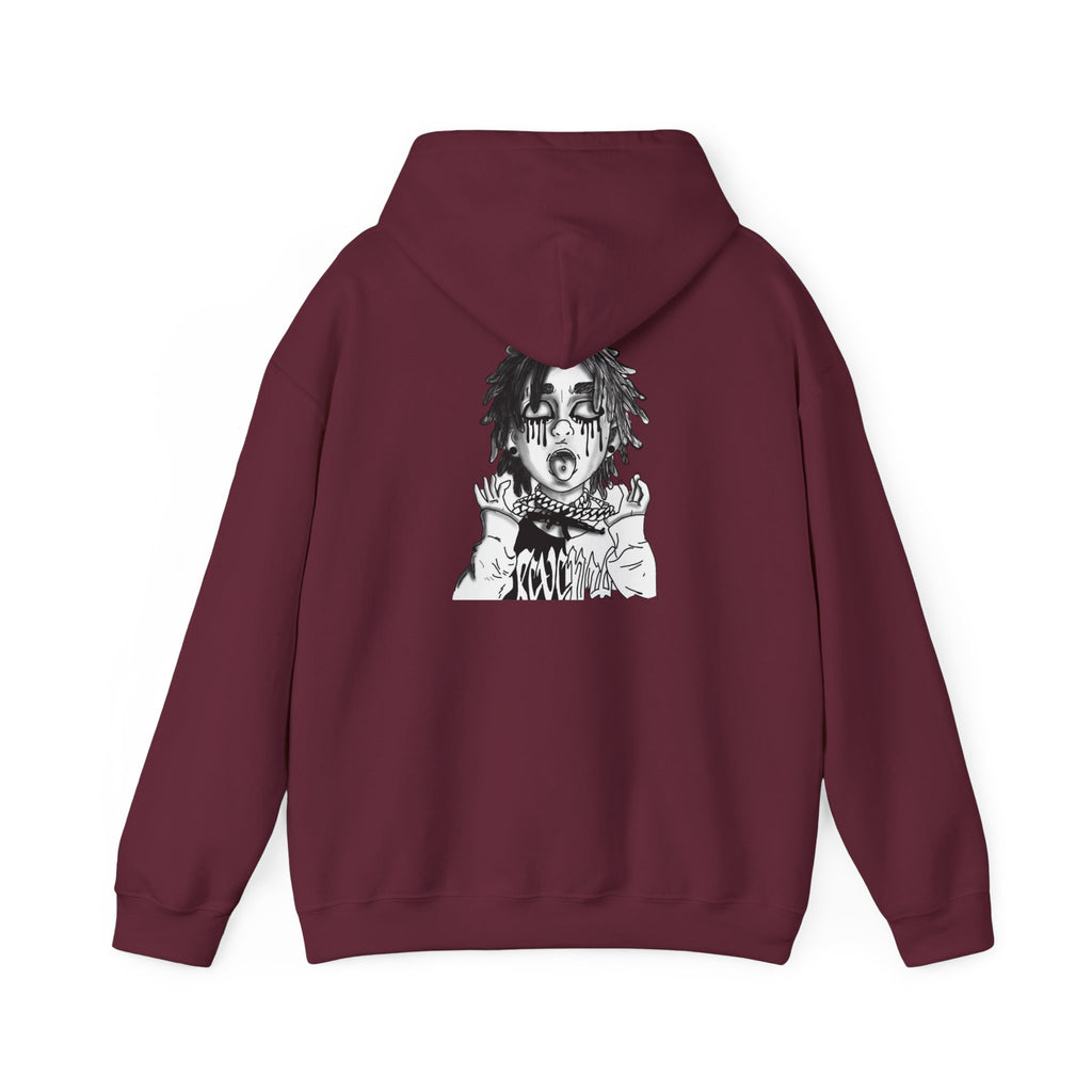 Horror Manga Hoodie — Black & White Creepy Portrait Pullover