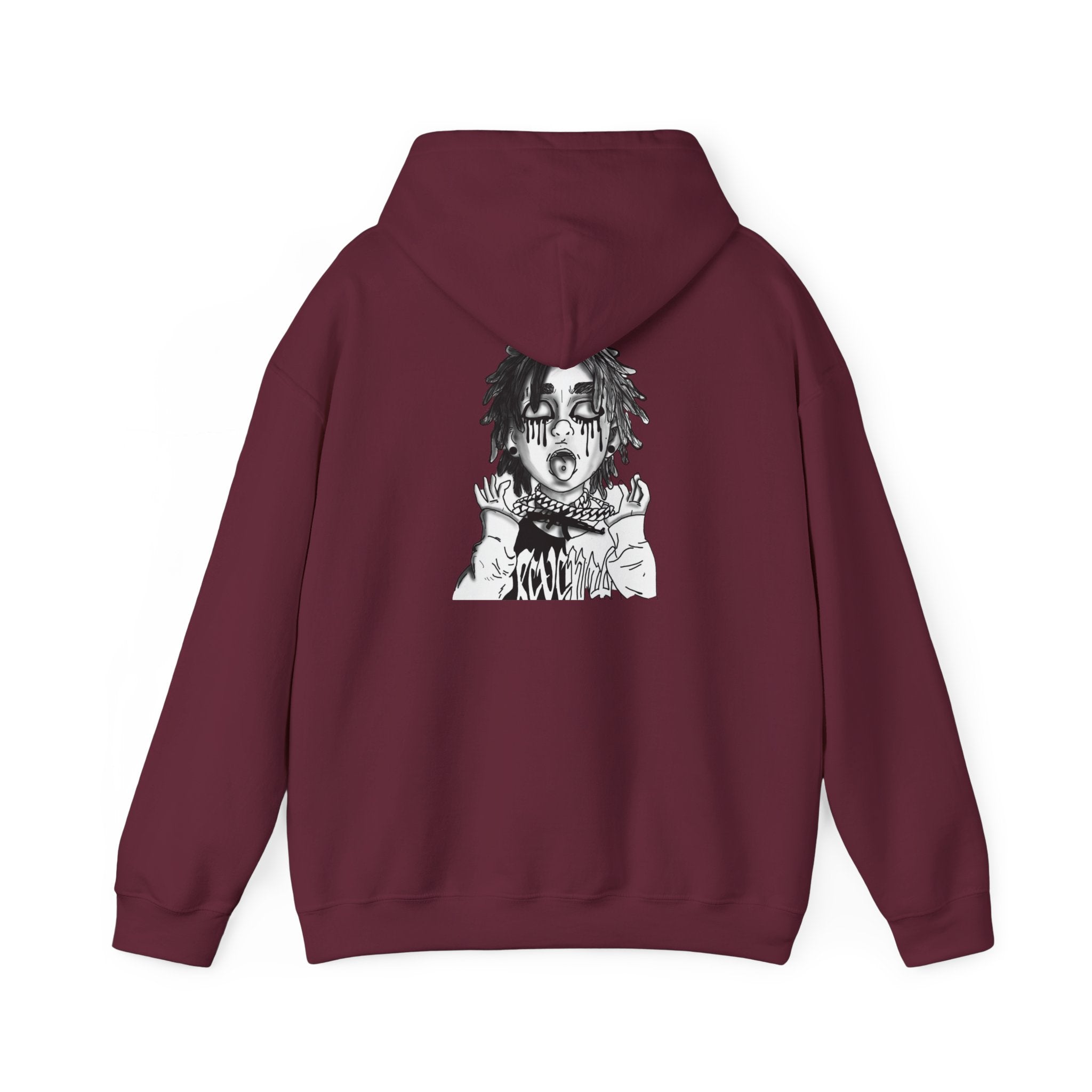 Horror Manga Hoodie — Black & White Creepy Portrait Pullover