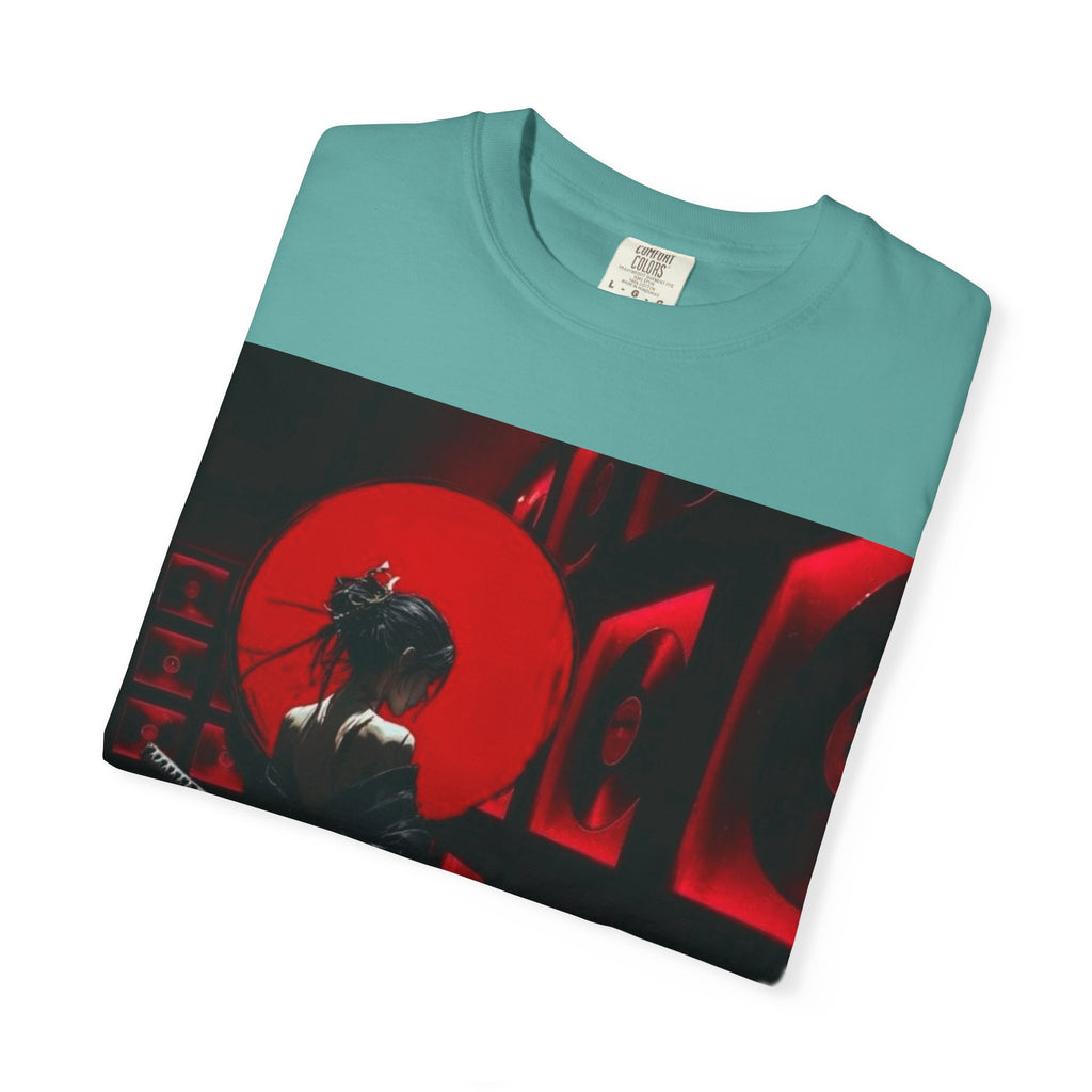 Red Moon Samurai T-Shirt — Dramatic Anime Art Tee with 'LEGACIESS' Back Logo