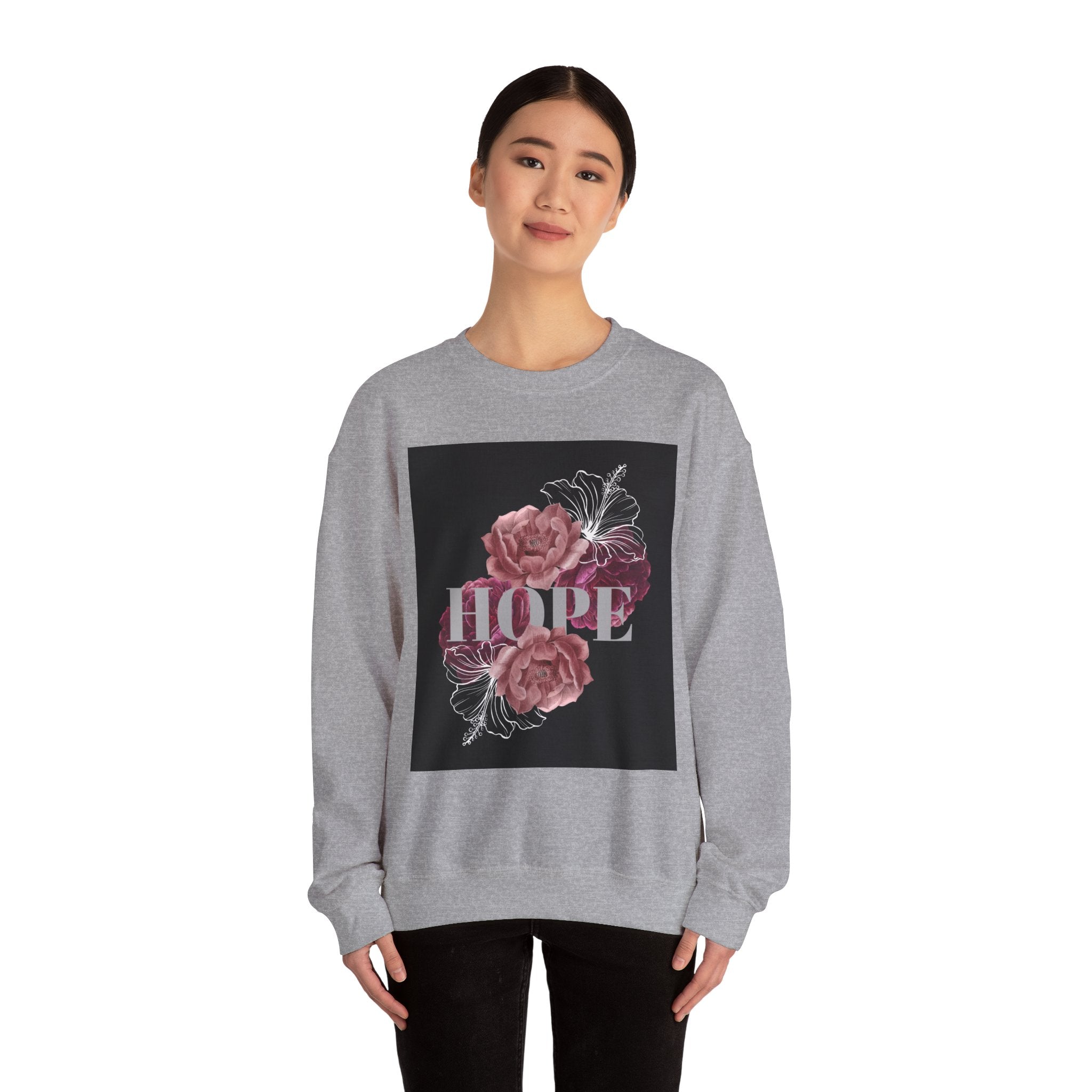 Hope Floral Crewneck Sweatshirt — 'HOPE' Vintage Rose Graphic