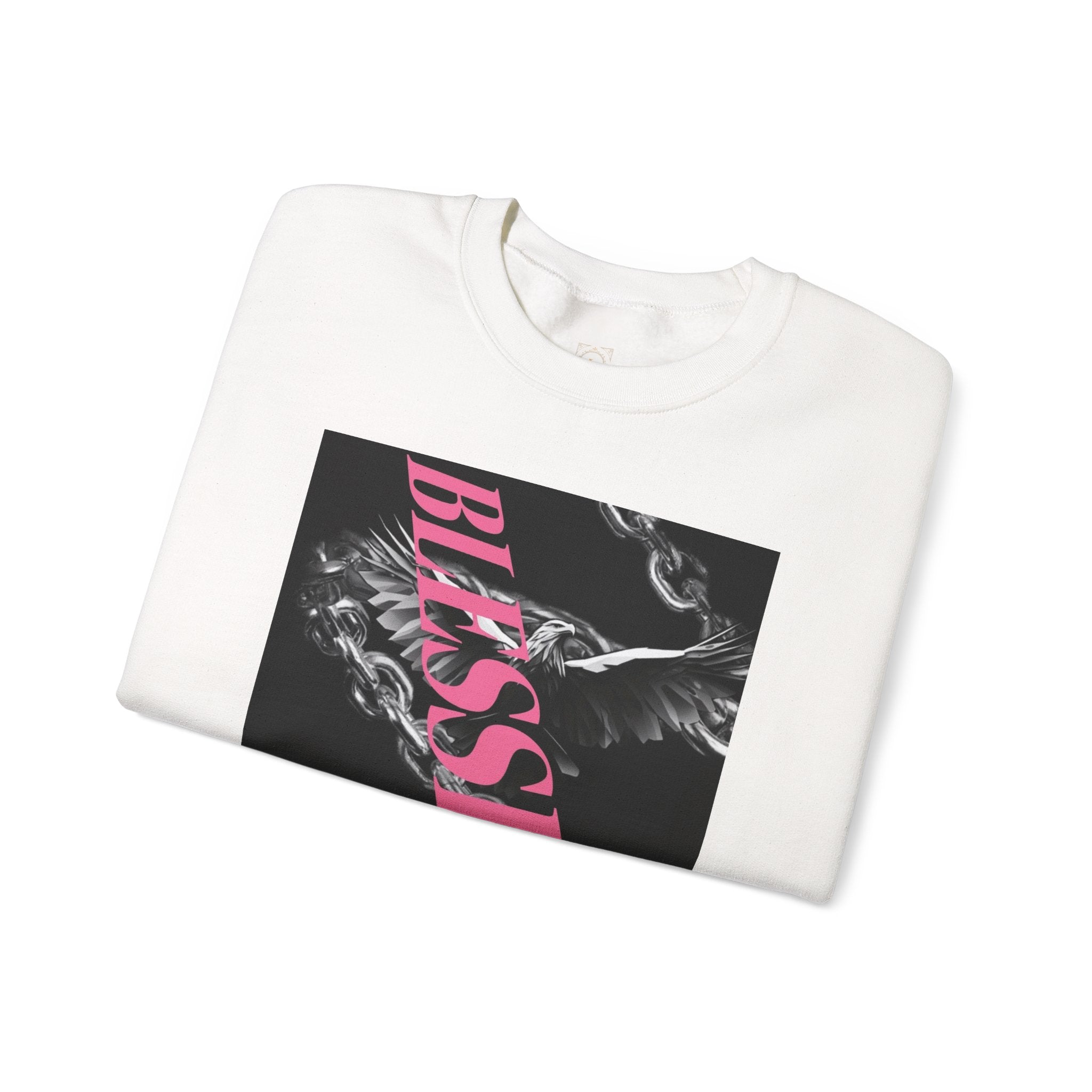 Blessed Crewneck Sweatshirt — Pink Script Floral Graphic