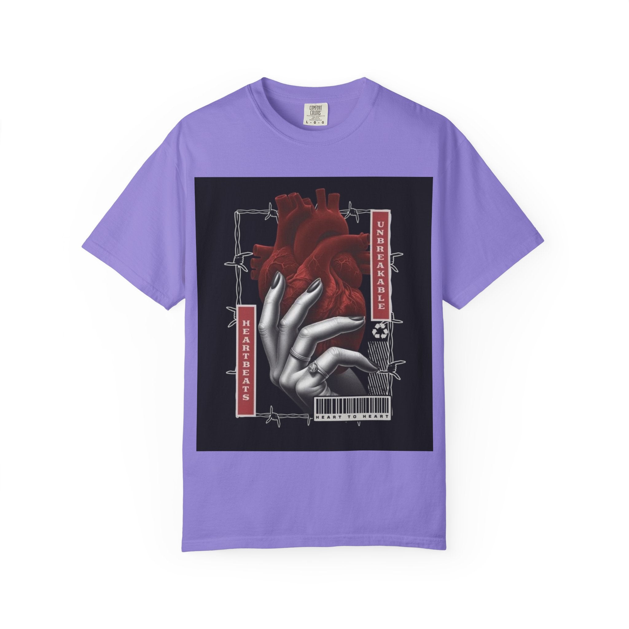 Graphic Heart & Hand T‑Shirt — 'Heartbeat' Gothic Streetwear Tee