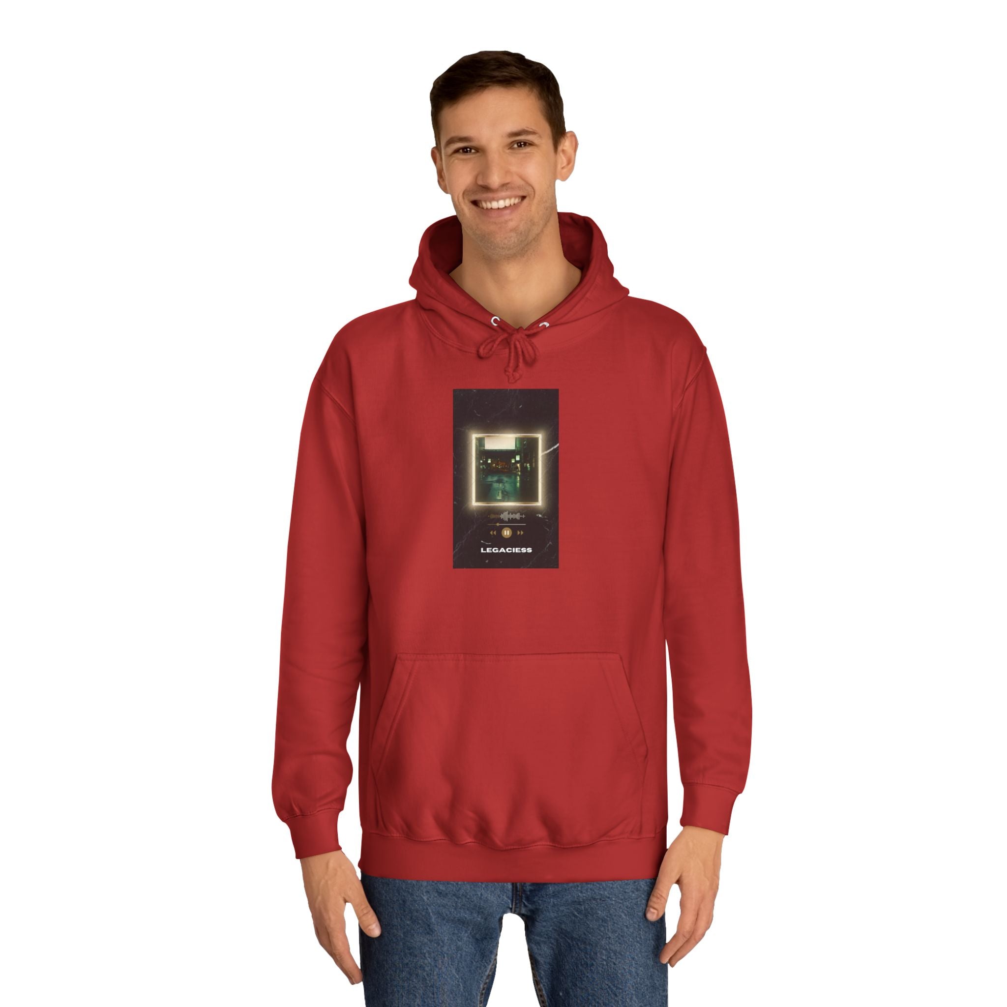 College Hoodie — Retro Neon Square Album Art Design