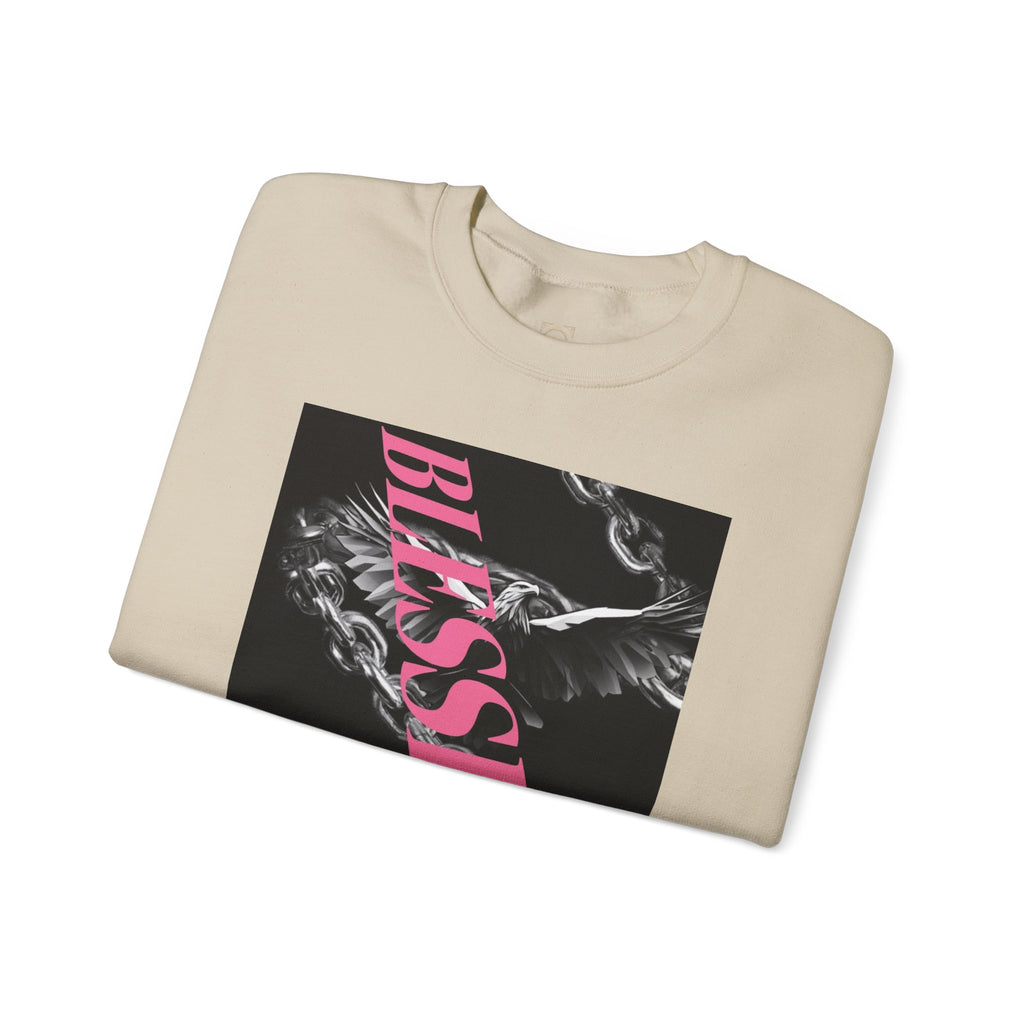Blessed Crewneck Sweatshirt — Pink Script Floral Graphic