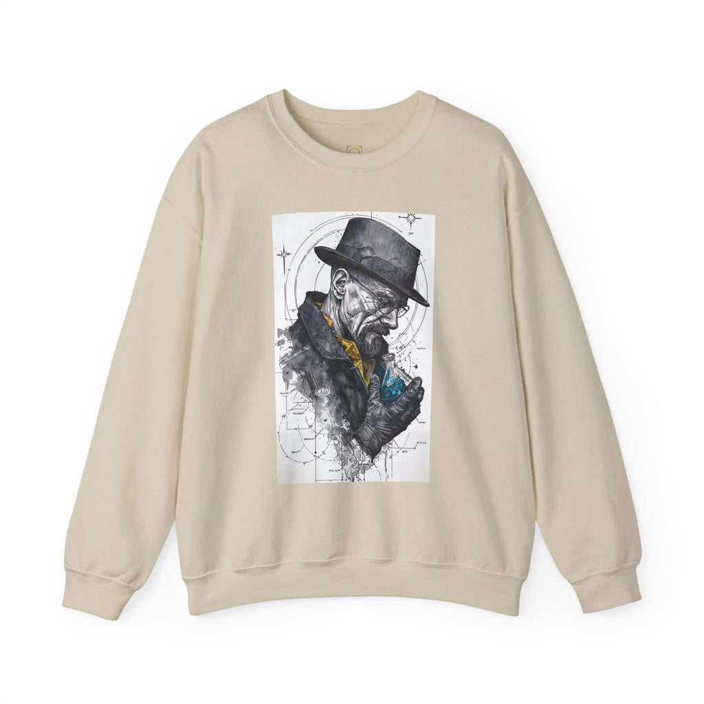 Crewneck Sweatshirt — Heisenberg Portrait with Blue Crystal Art