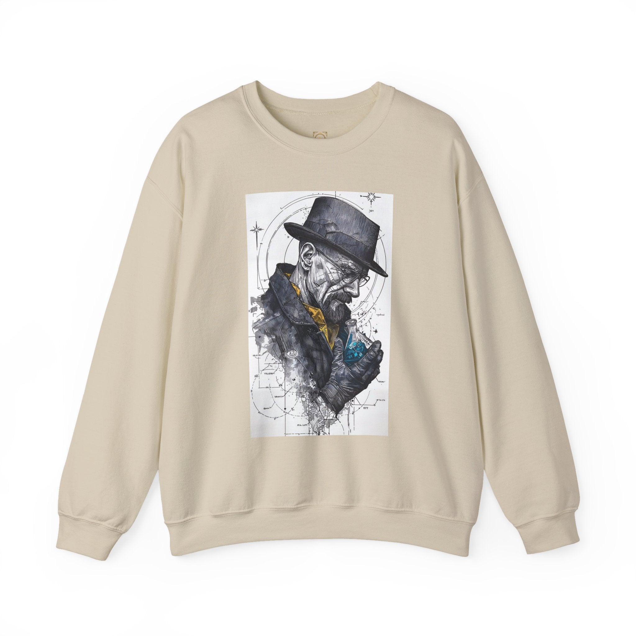 Crewneck Sweatshirt — Heisenberg Portrait with Blue Crystal Art