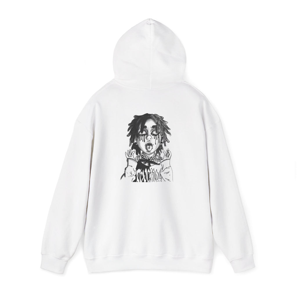 Horror Manga Hoodie — Black & White Creepy Portrait Pullover