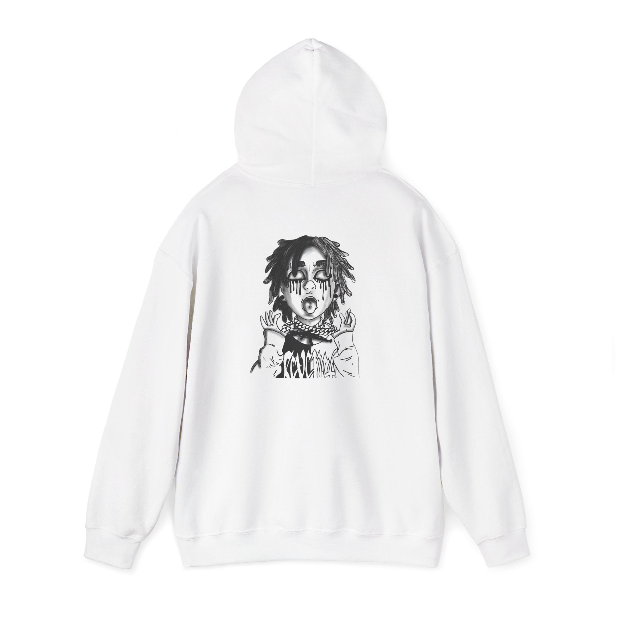 Horror Manga Hoodie — Black & White Creepy Portrait Pullover