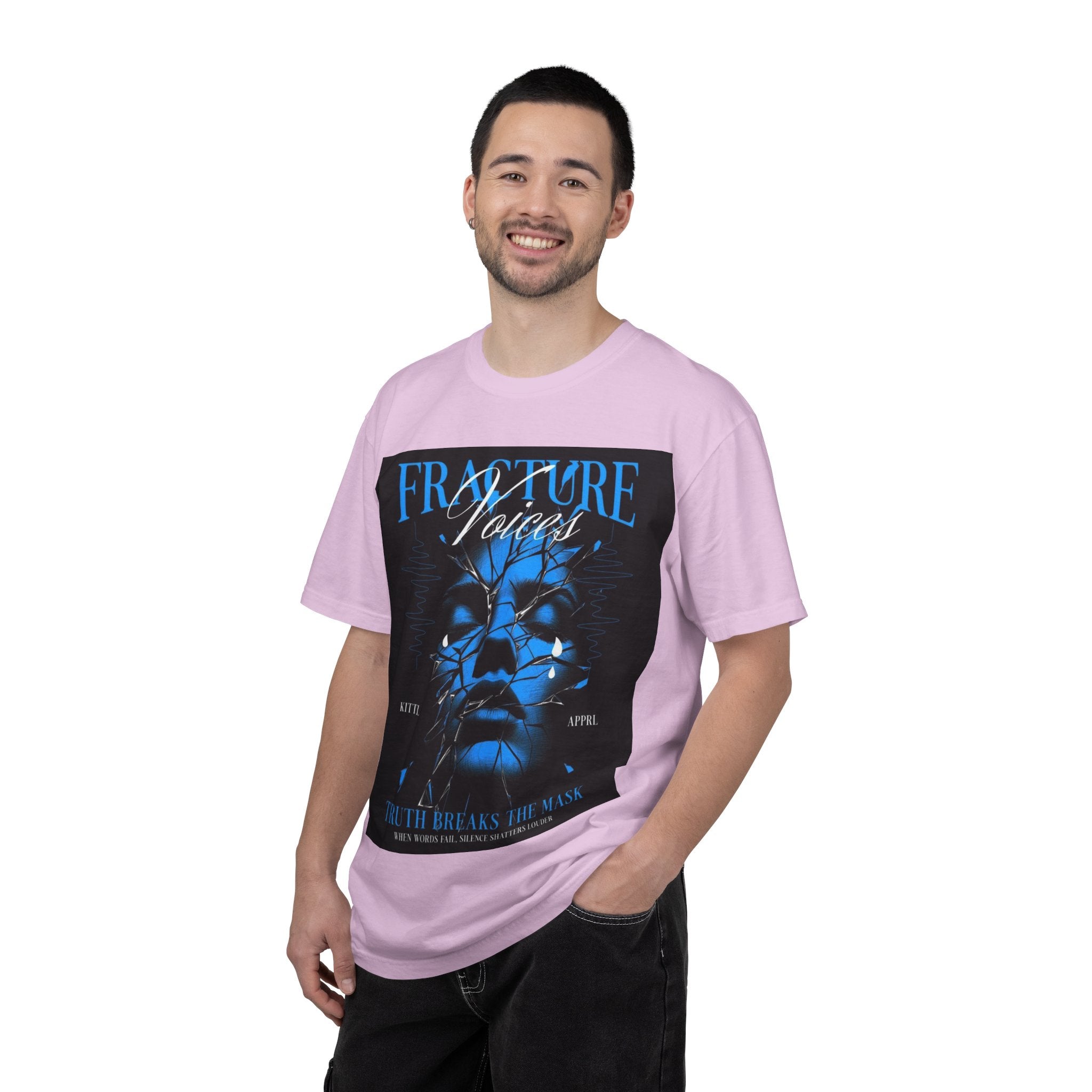 Graphic T-Shirt — "Fracture Voices" Blue Face Design (Back "Legaciess" Logo)