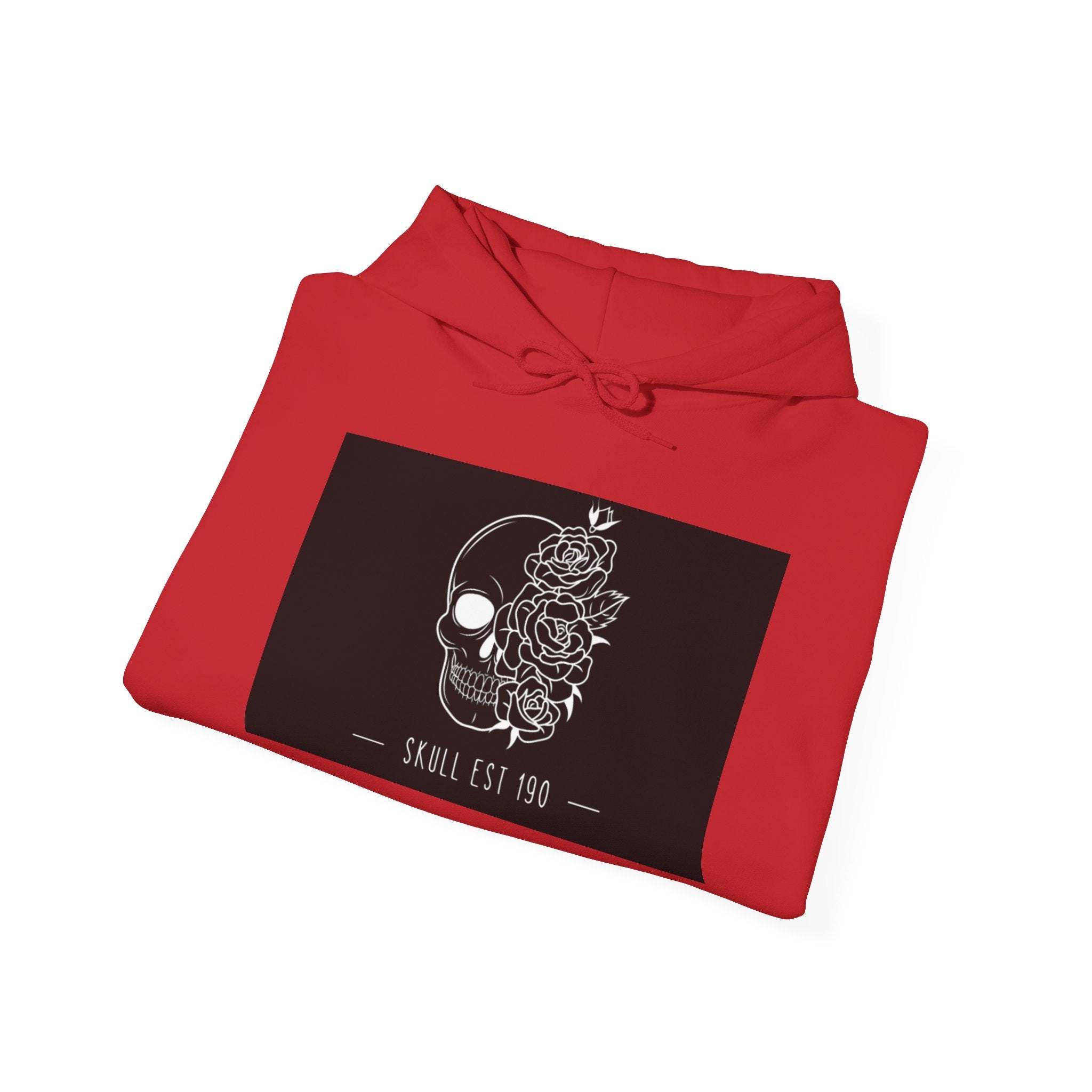 Skull & Roses Hoodie — 'Skull Est 199' Gothic Graphic Pullover