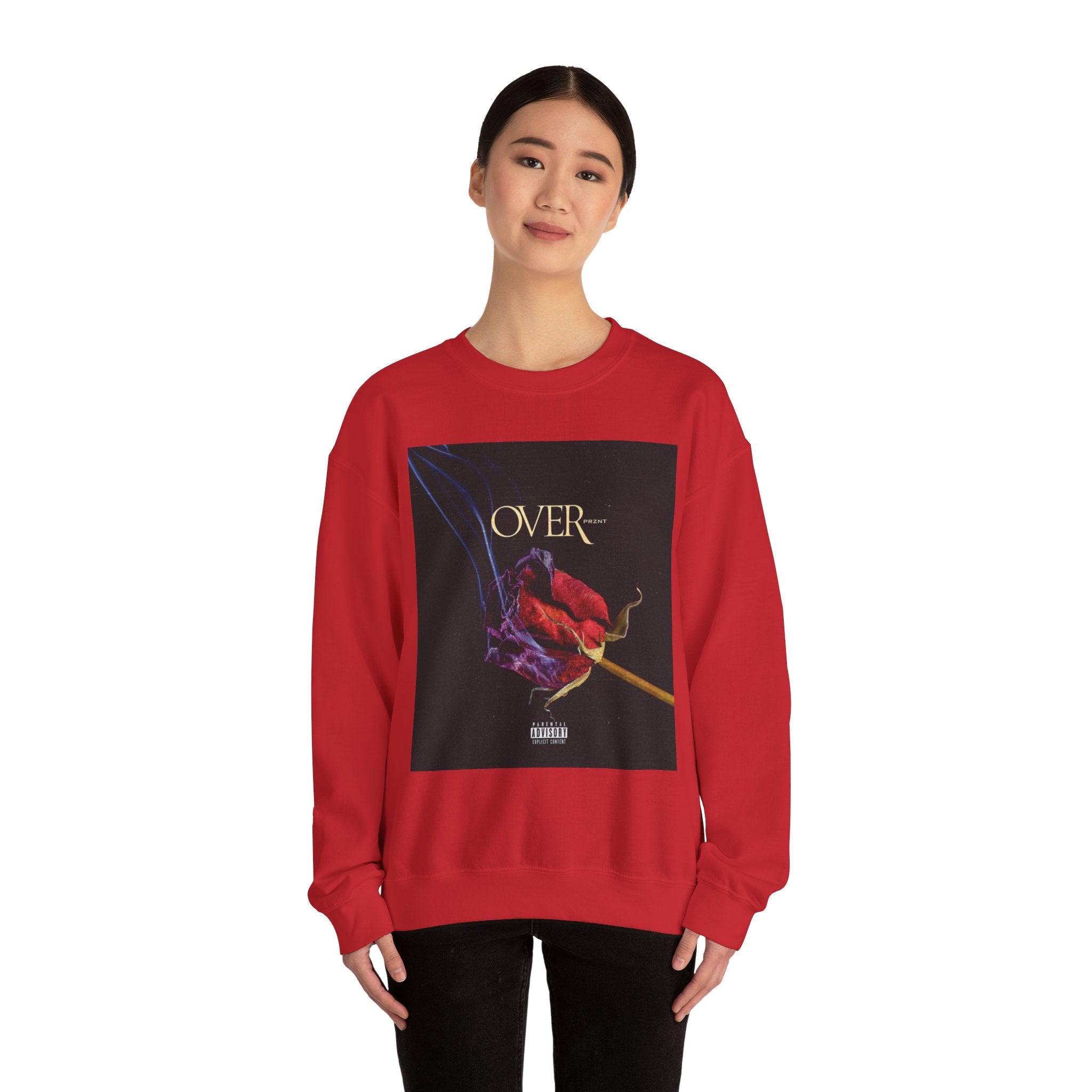 Crewneck Sweatshirt - "OVER" Rose Graphic with Legaciess Gold Logo