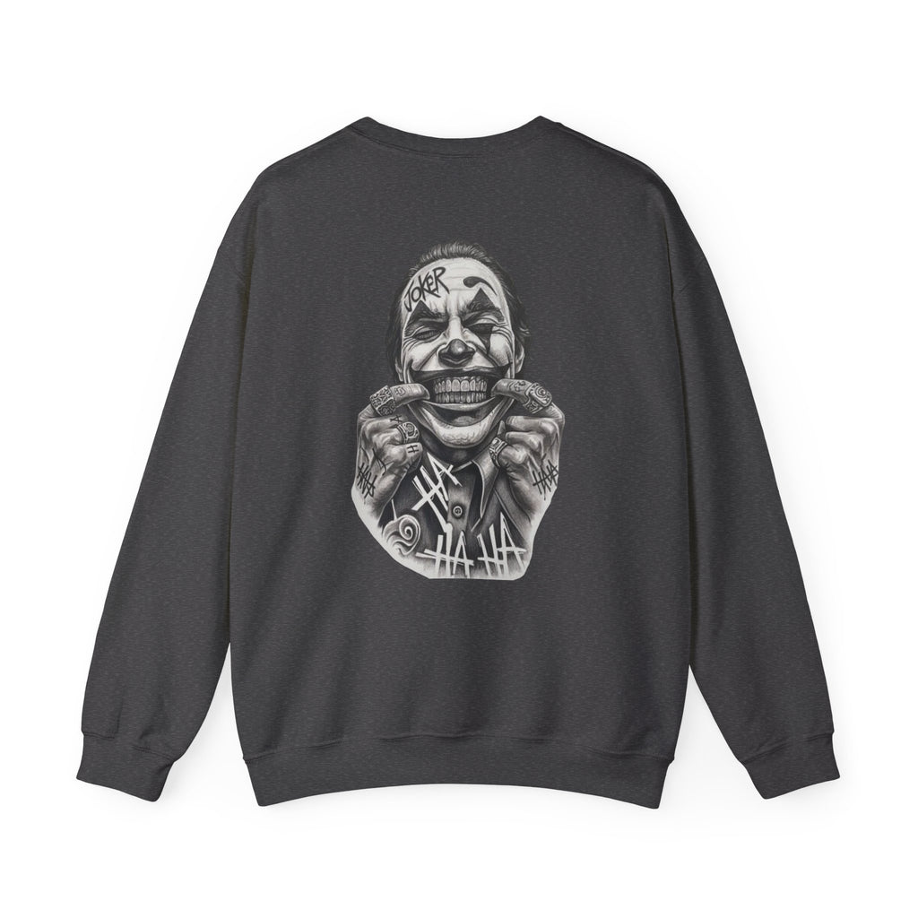 Joker Smile Crewneck Sweatshirt — Grinning Clown Graphic Pullover