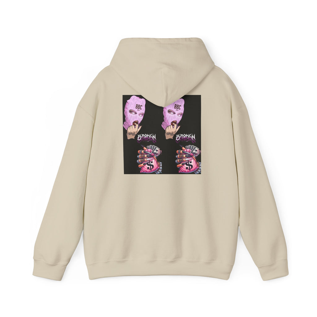 Horror Collage Hoodie — Spooky Pink Skull & Claw Graphic Sweatshirt