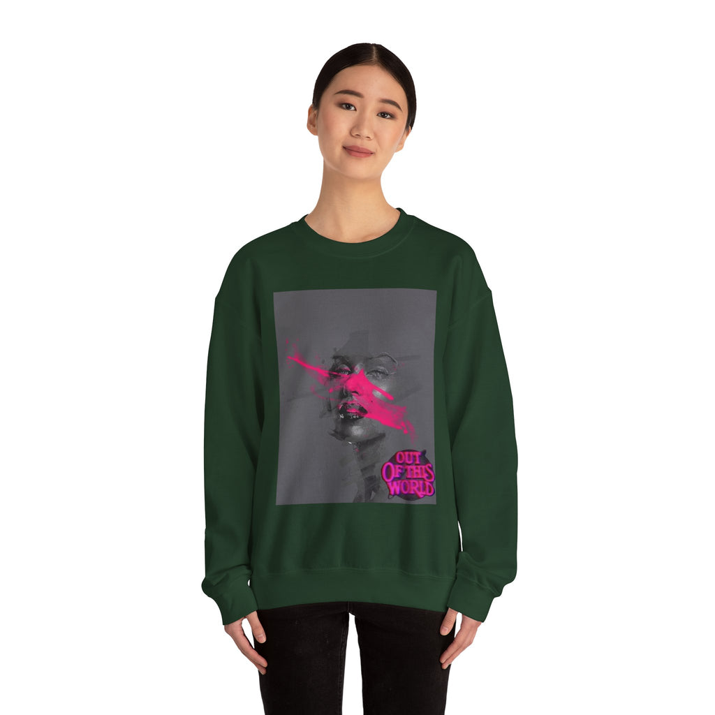 Graphic Sweatshirt — 'Out of This World' Neon Portrait Crewneck