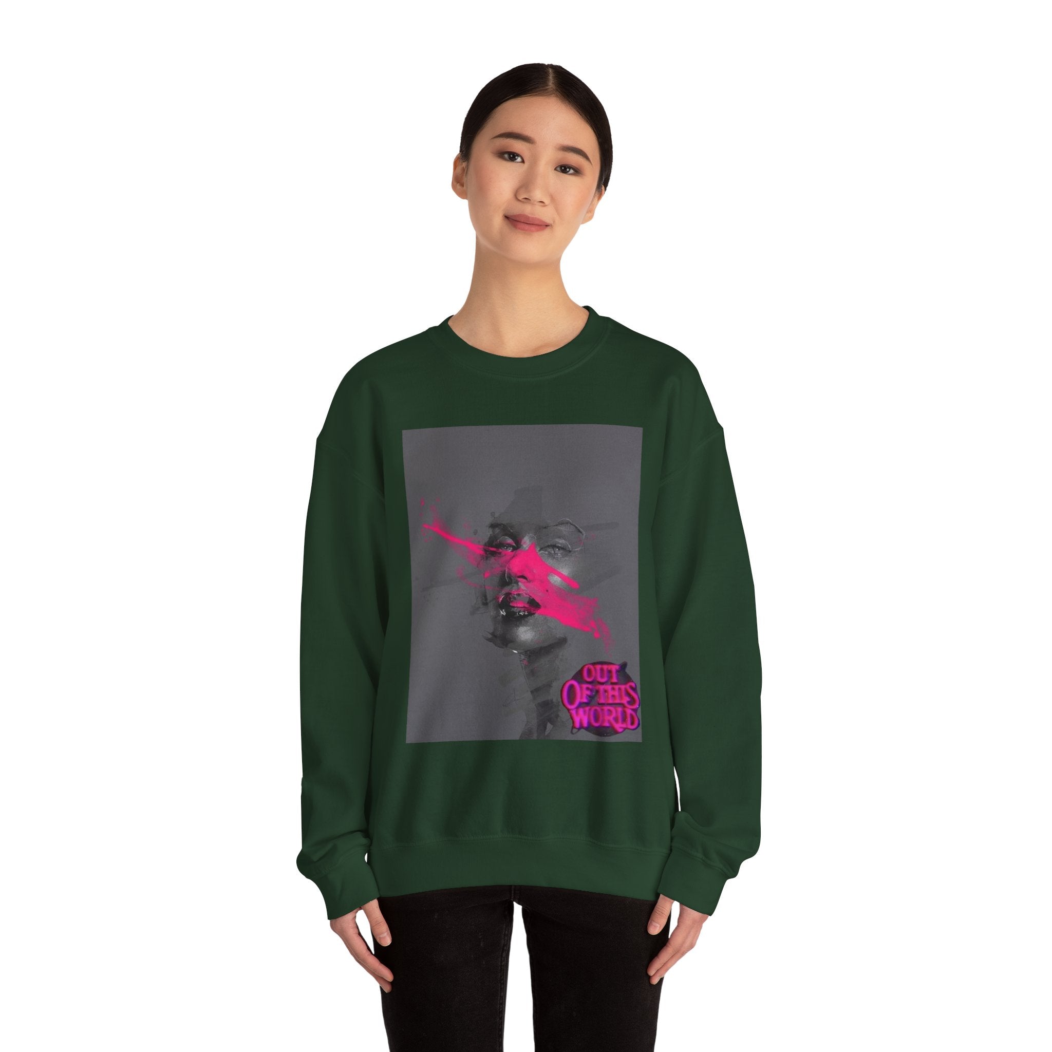 Graphic Sweatshirt — 'Out of This World' Neon Portrait Crewneck