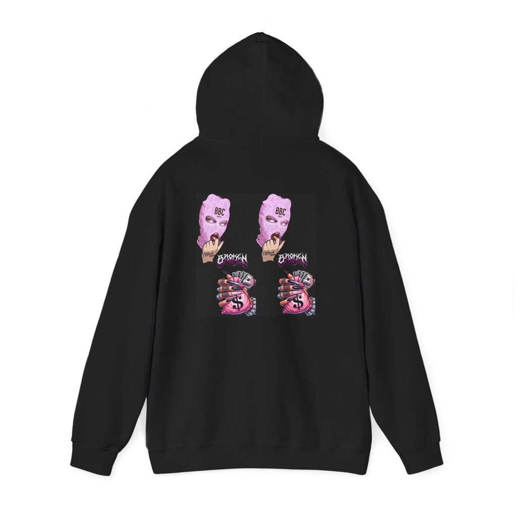 Horror Collage Hoodie — Spooky Pink Skull & Claw Graphic Sweatshirt