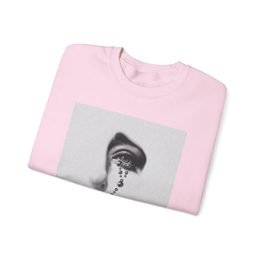 Rosary Tear Crewneck Sweatshirt — Gothic Eye & Cross Graphic