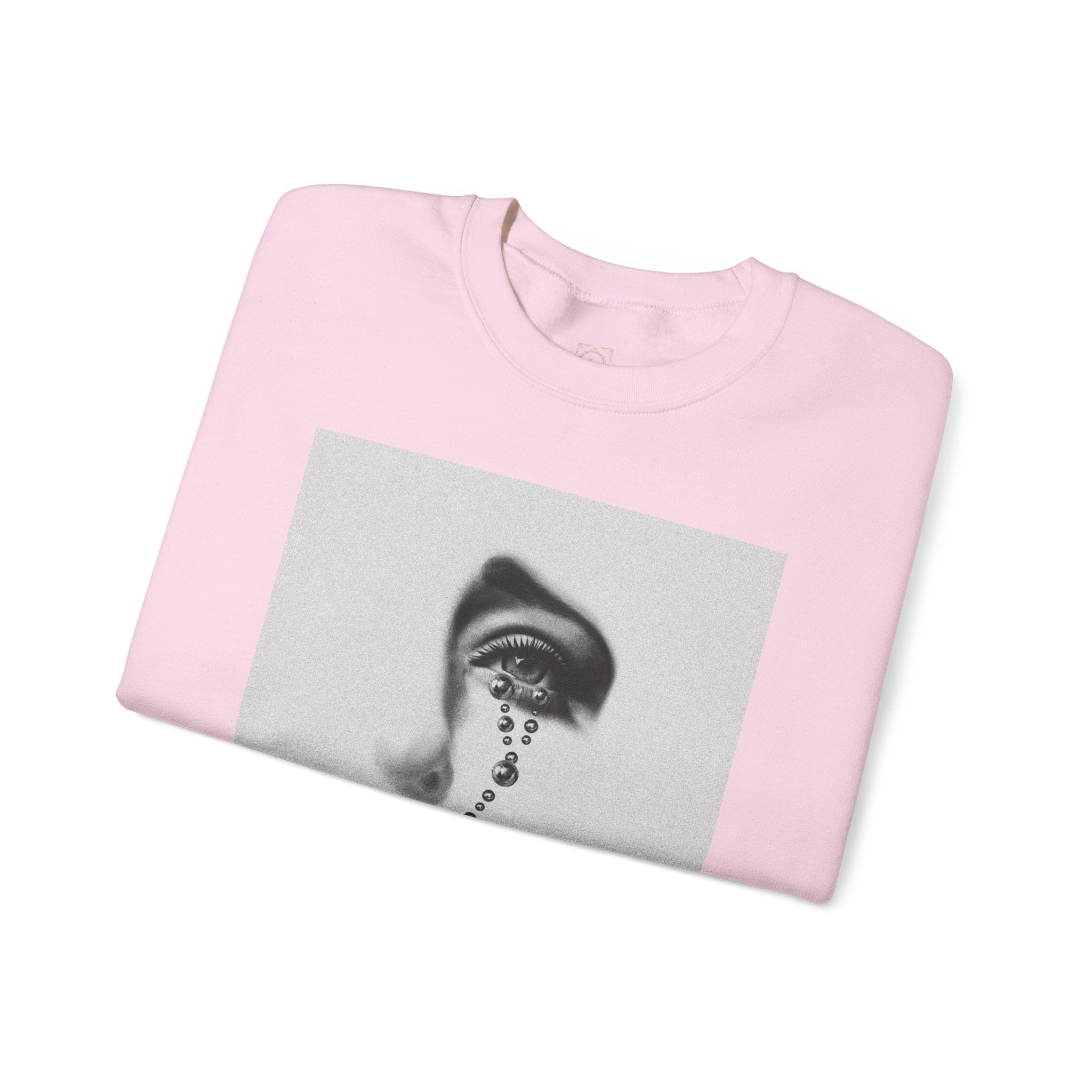 Rosary Tear Crewneck Sweatshirt — Gothic Eye & Cross Graphic