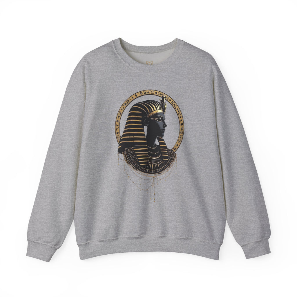 Egyptian Pharaoh Crewneck Sweatshirt — Gold & Black Tutankhamun Profile