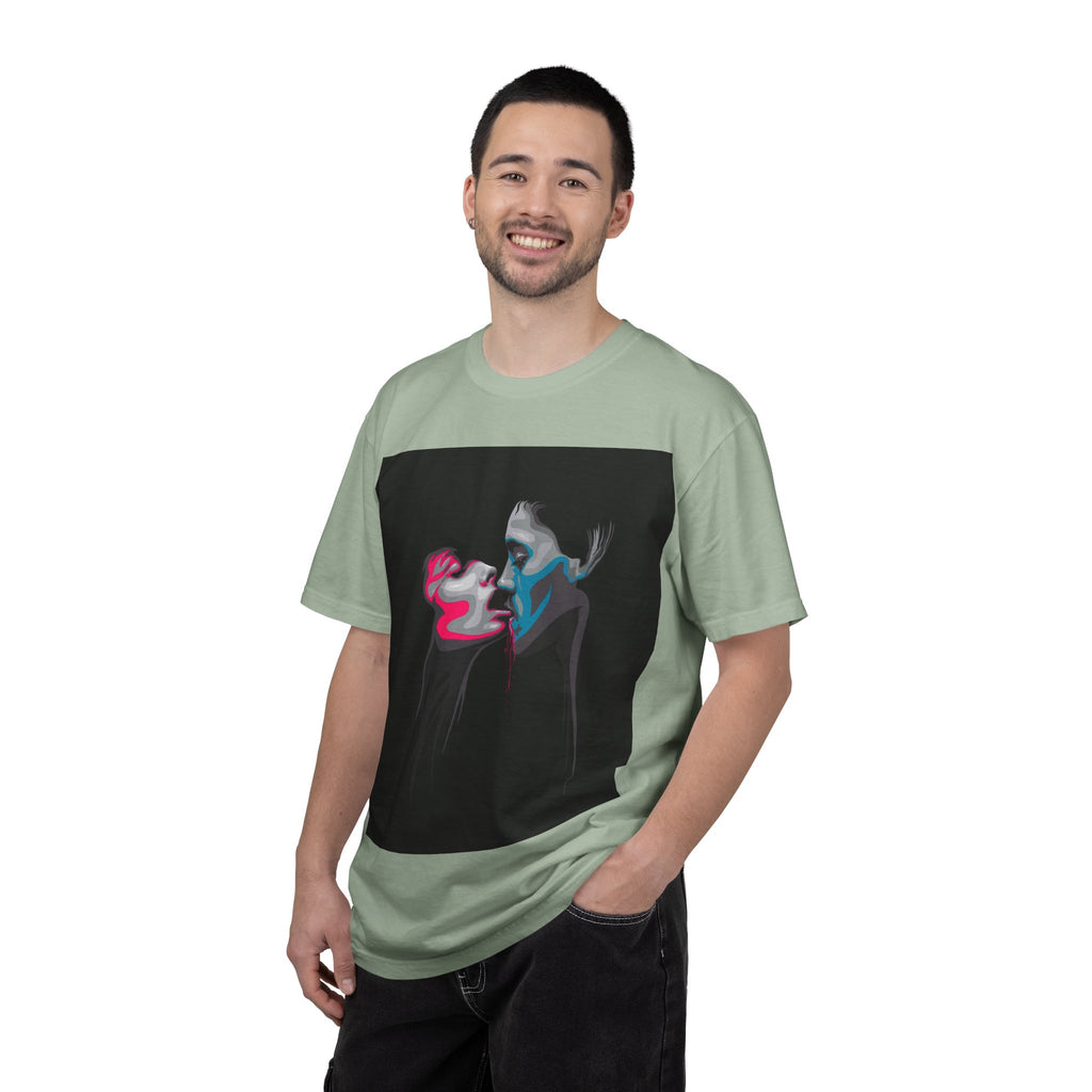 Abstract Neon Kiss T-Shirt — 'Legaciess' Back Logo Graphic Tee