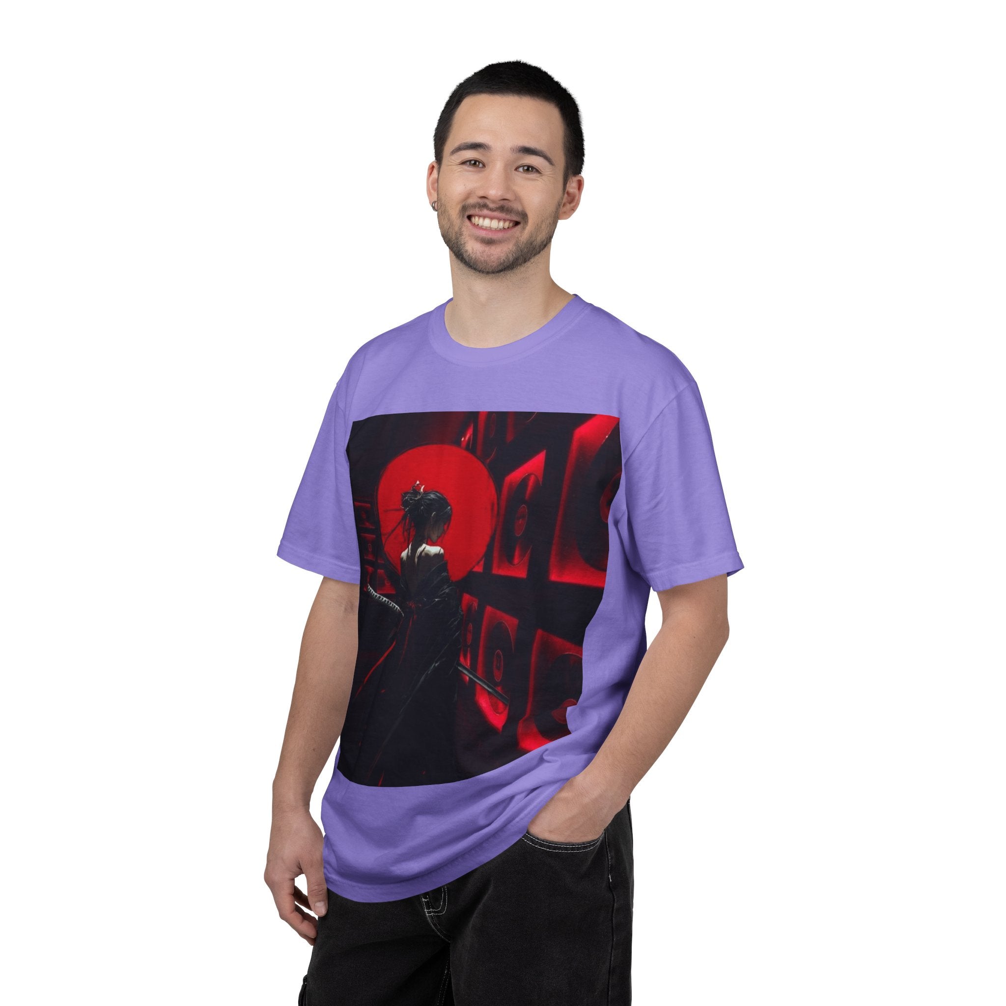 Red Moon Samurai T-Shirt — Dramatic Anime Art Tee with 'LEGACIESS' Back Logo