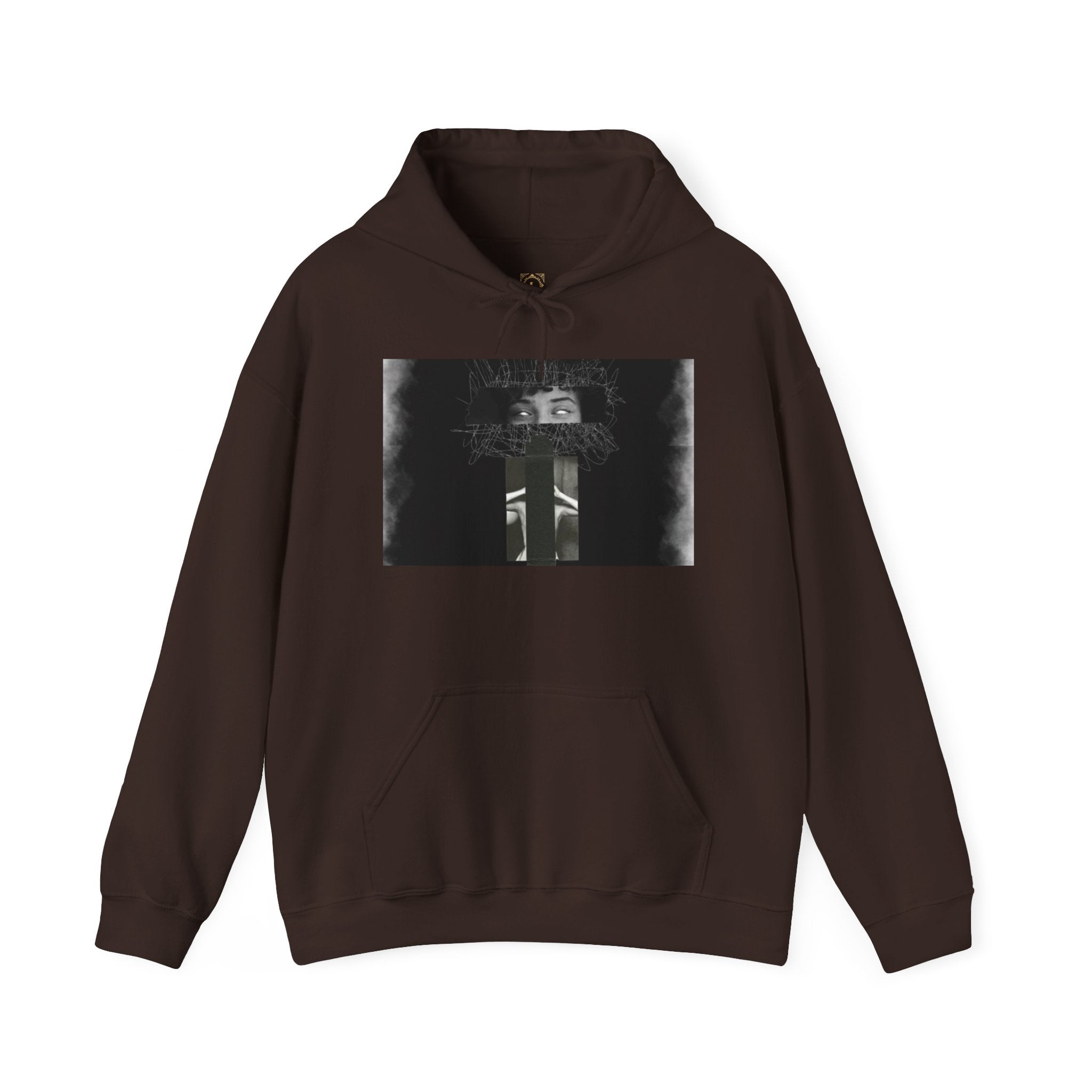 Mystic Window Hoodie — Gothic Portrait Smoke Graphic Hooded Sweatshirt