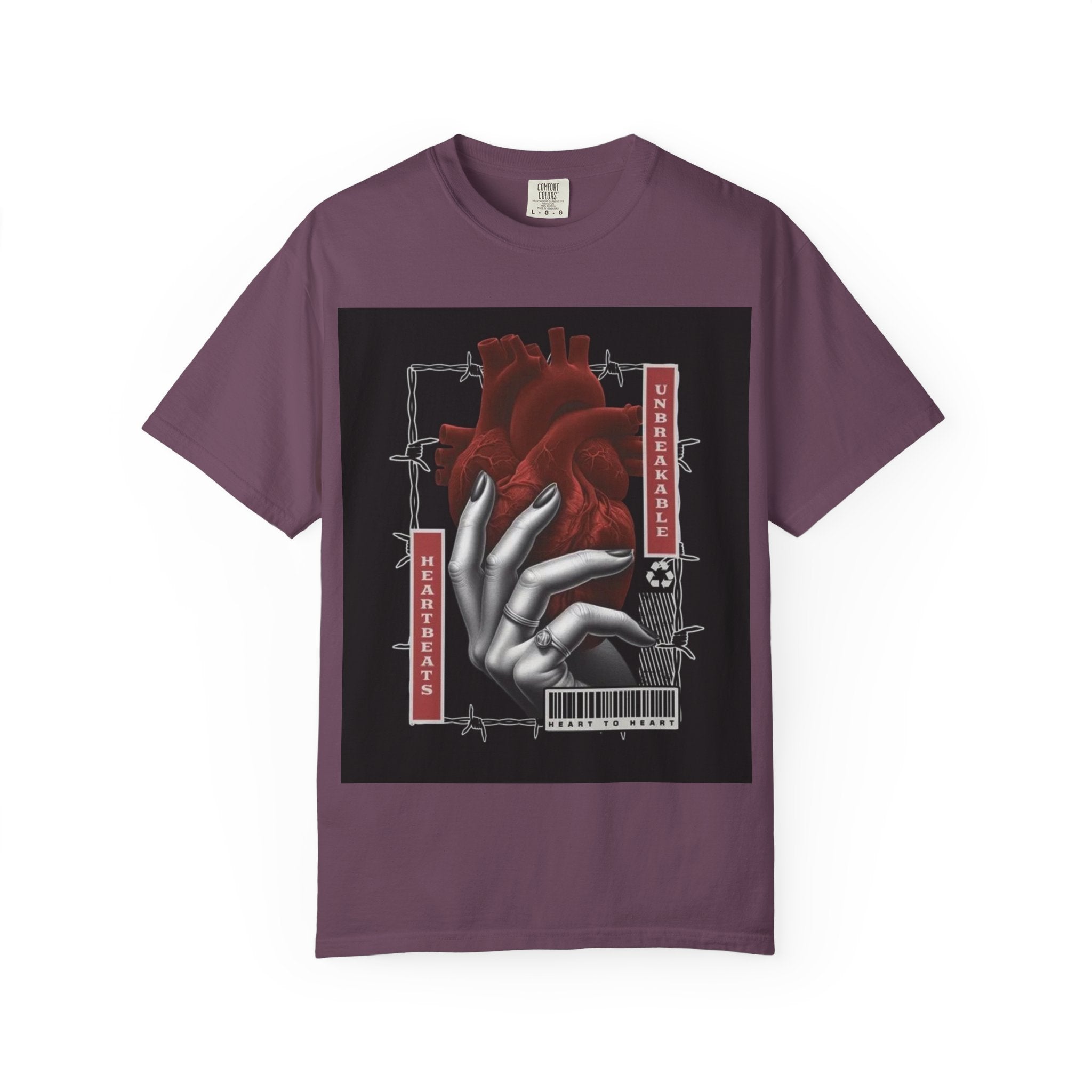 Graphic Heart & Hand T‑Shirt — 'Heartbeat' Gothic Streetwear Tee