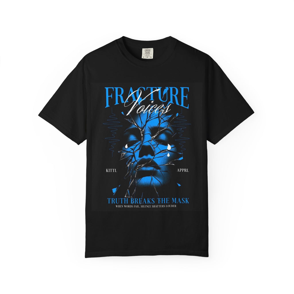 Graphic T-Shirt — "Fracture Voices" Blue Face Design (Back "Legaciess" Logo)