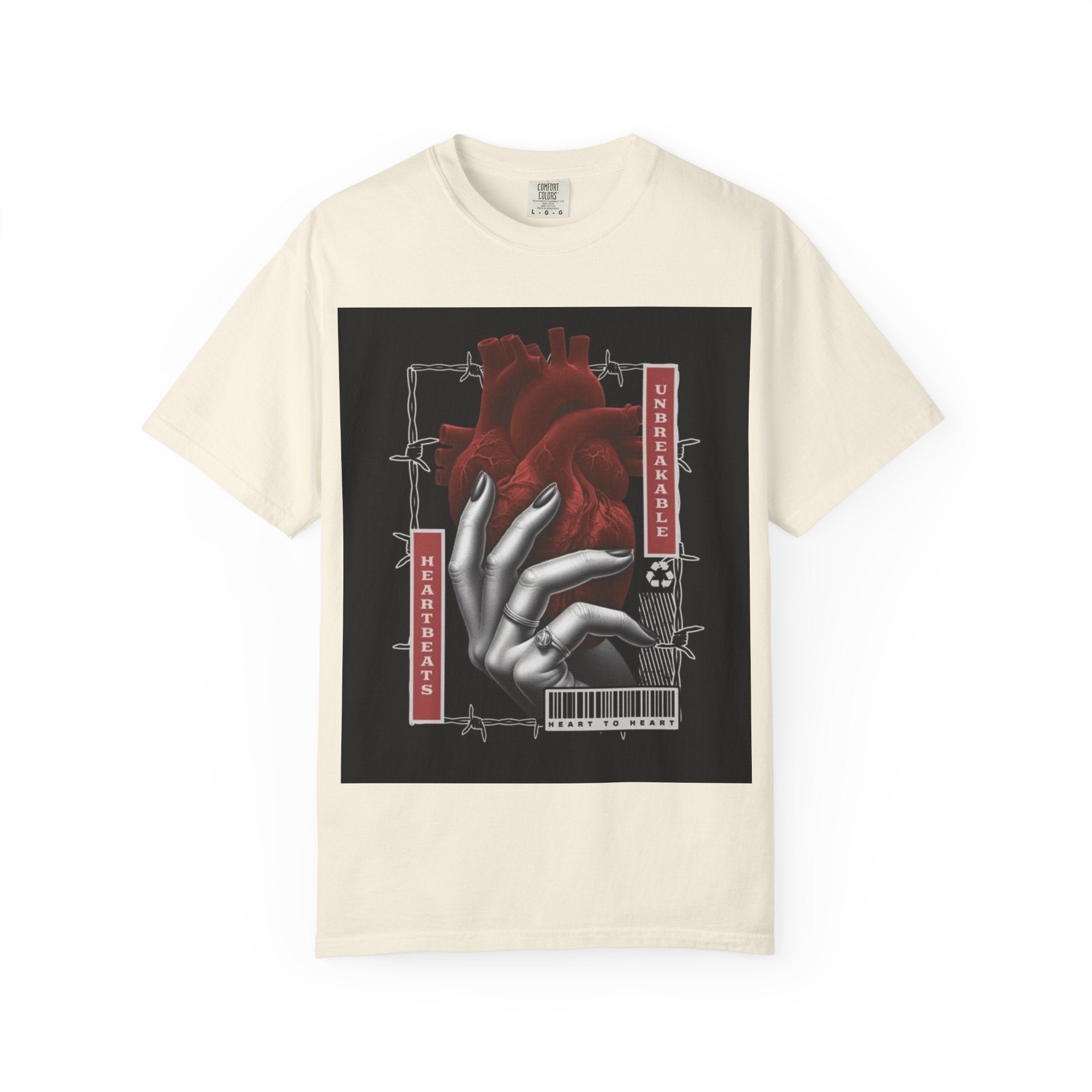 Graphic Heart & Hand T‑Shirt — 'Heartbeat' Gothic Streetwear Tee