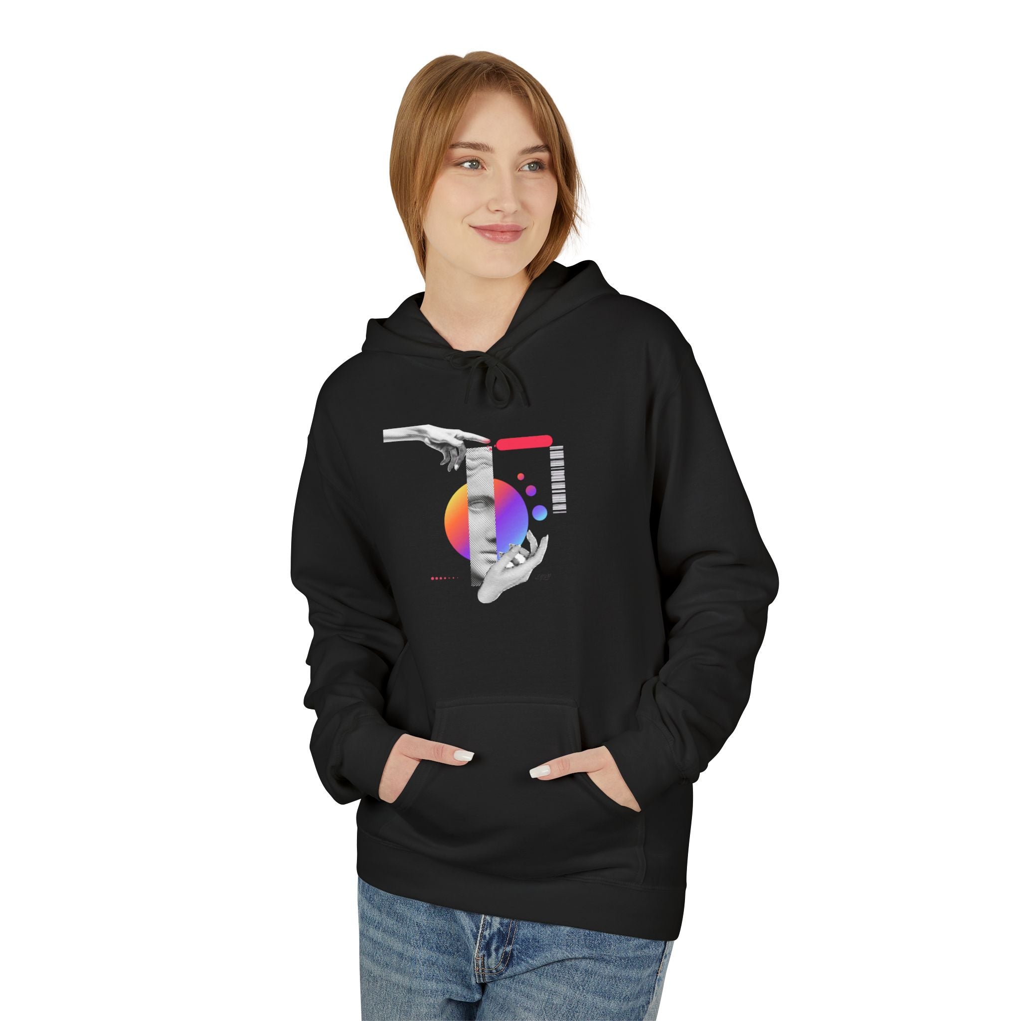 Hoodie — Abstract Hands & Gradient Orb Art Sweatshirt